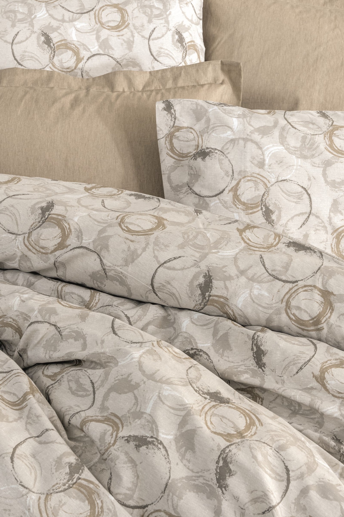 Cotton Box Minimal Çift Kişilik Lastikli Çarşaflı Nevresim Takımı Moil Bej