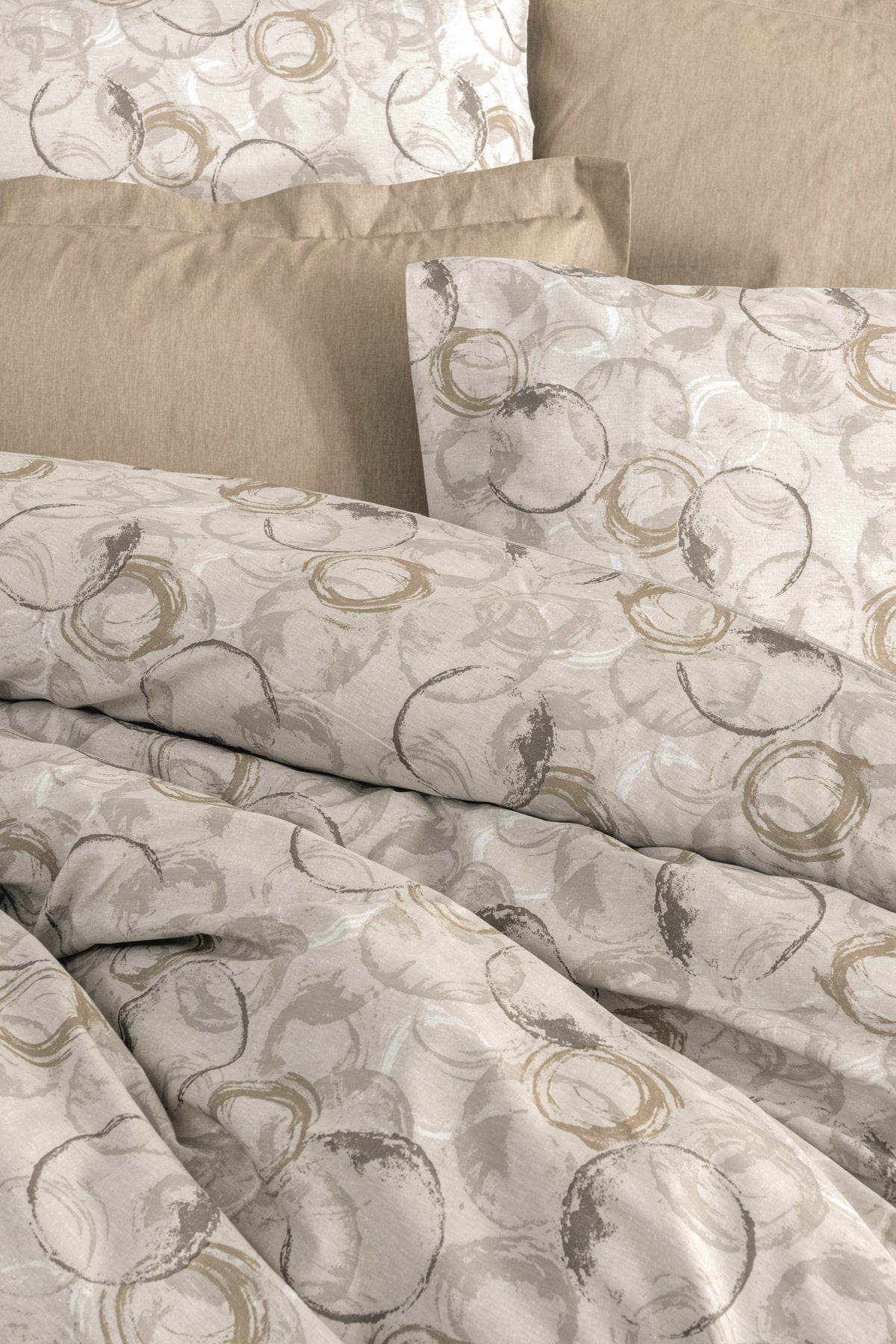 Cotton Box Minimal Double Fitted Sheet Duvet Cover Set Moil Beige