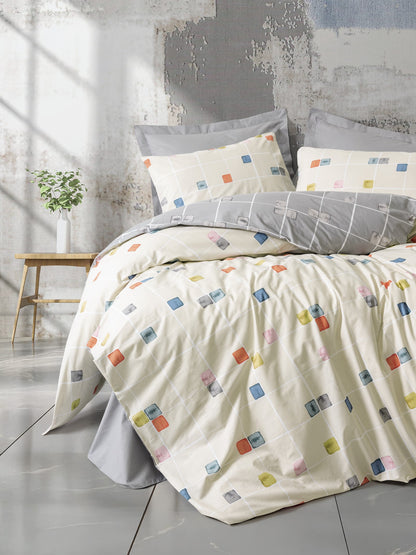 Cotton Box Minimal Tek Kişilik Lastikli Çarşaflı Nevresim Takımı Evo Gri