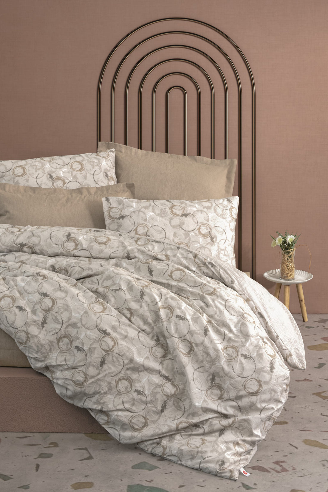 Cotton Box Minimal Single Duvet Cover Set with Fitted Sheet Moil Beige