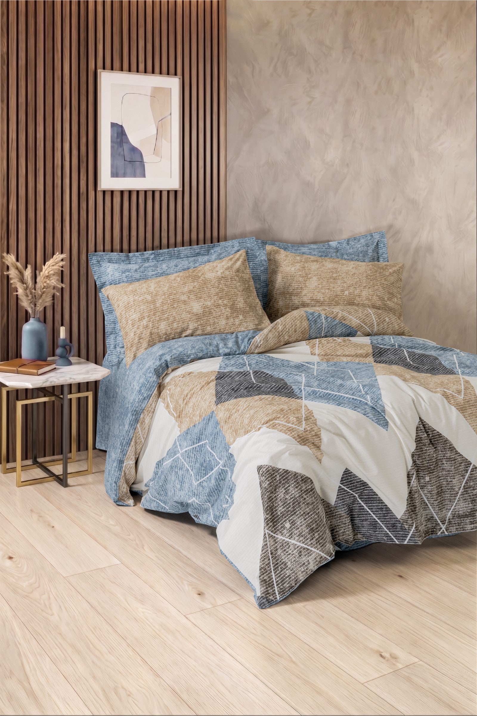 Cotton Box Modern Çift Kişilik Nevresim Takımı Axis İndigo