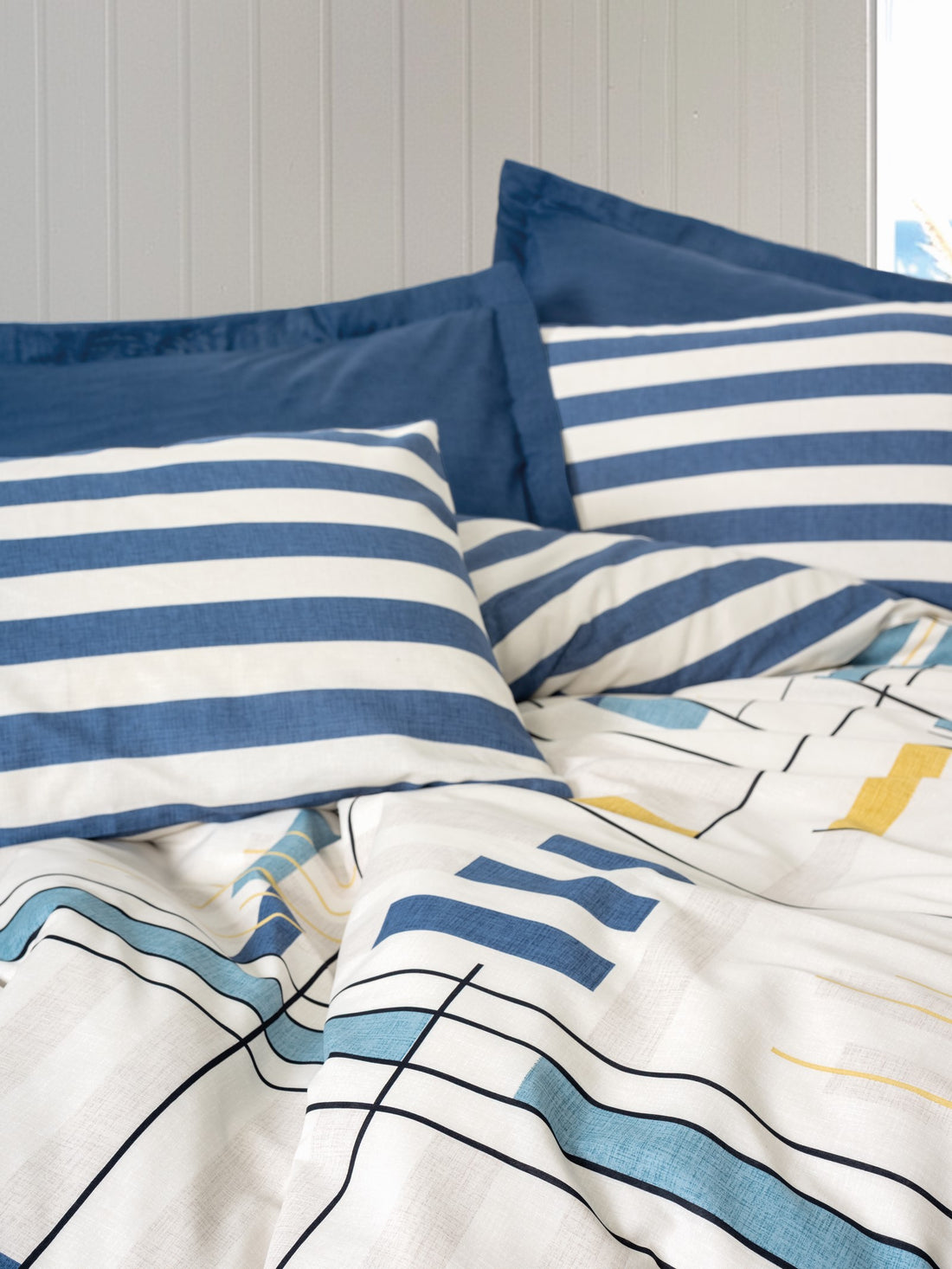 Cotton Box Modern Çift Kişilik Nevresim Takımı Lunox Lacivert