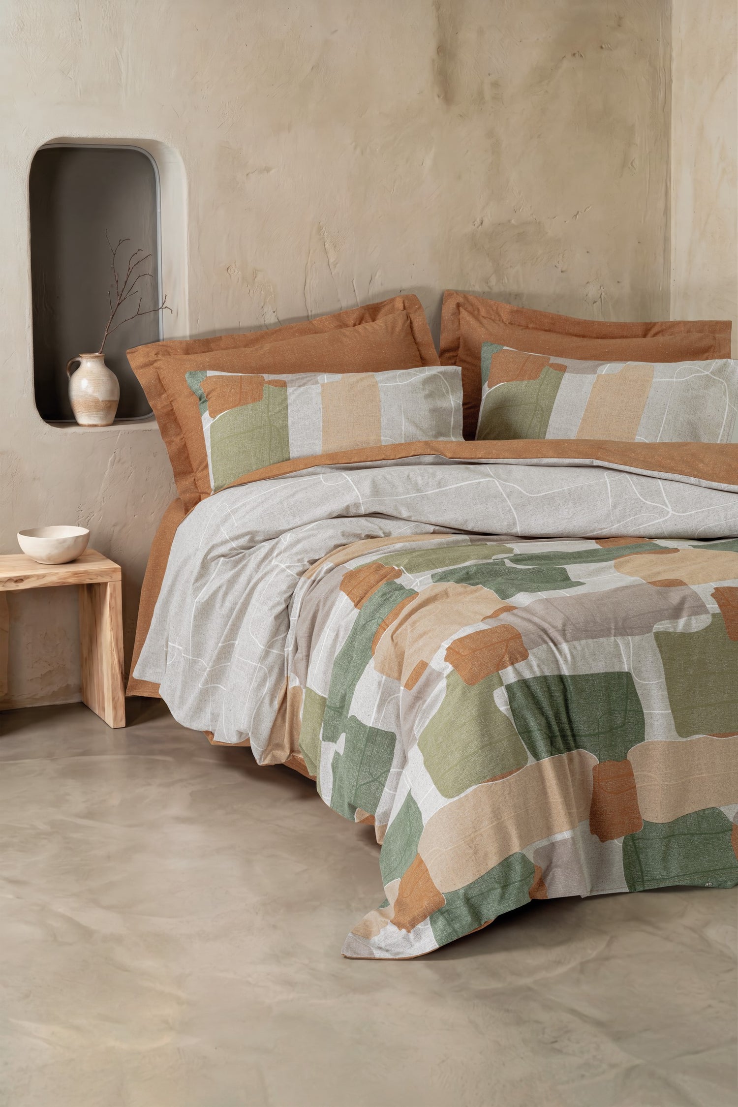 Cotton Box Modern Çift Kişilik Nevresim Takımı Mingle Karamel