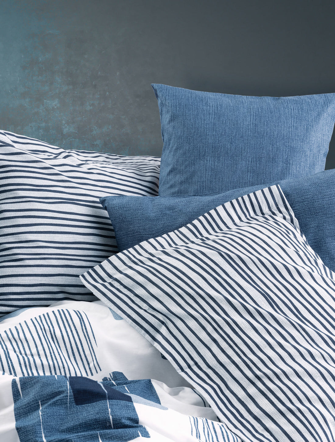 Cotton Box Modern Double Duvet Cover Set Solito Indigo