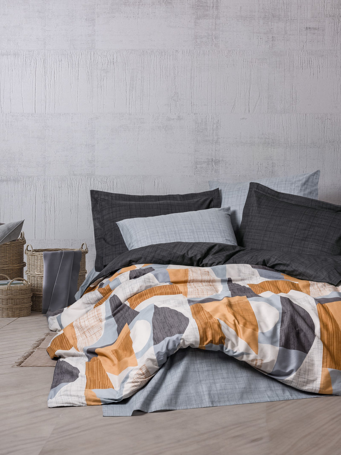 Cotton Box Modern Single Duvet Cover Set Giorno Gray