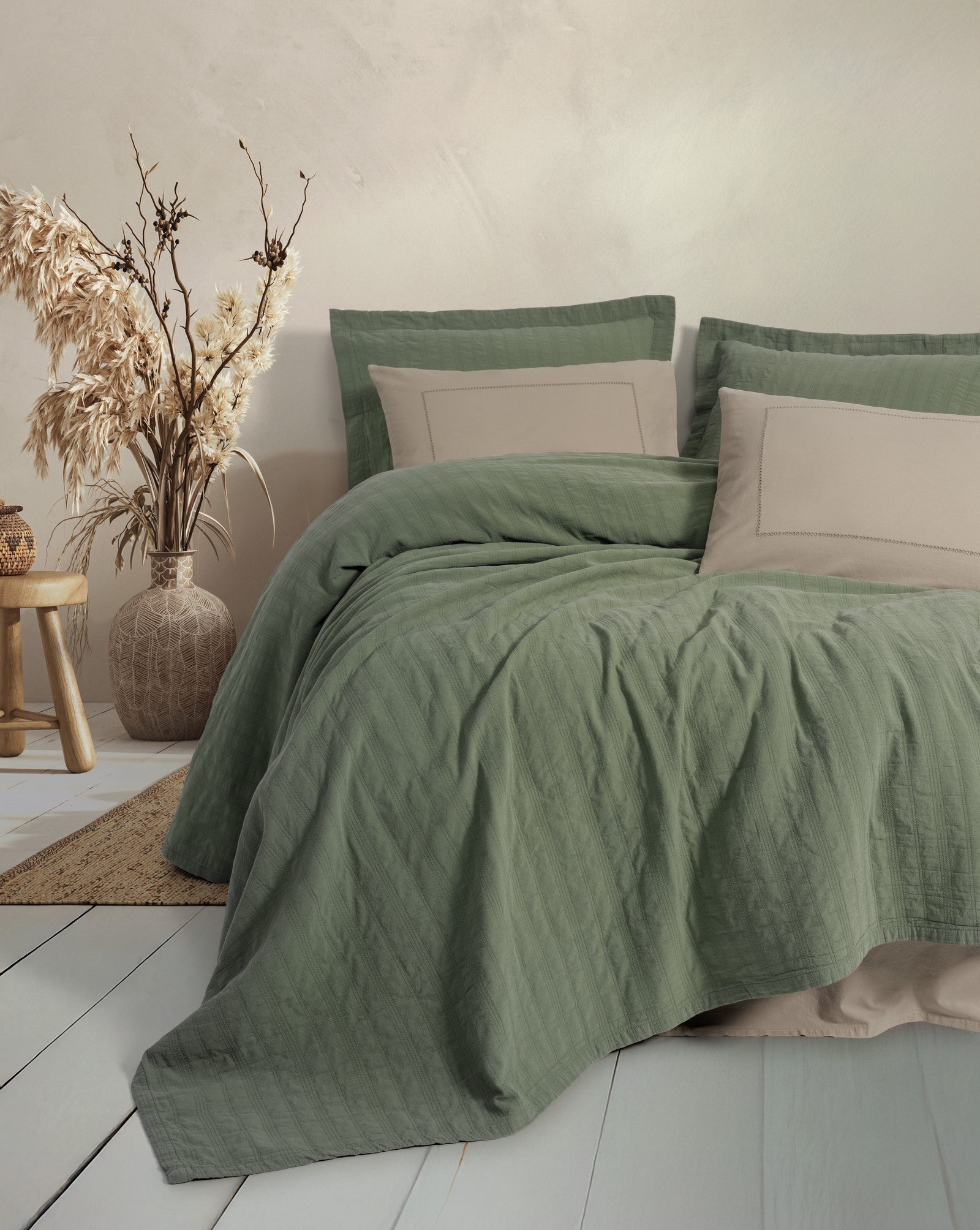 Комплект покрывала/пике Cotton Box Natura Double Bedspread/Pique Vilo Green