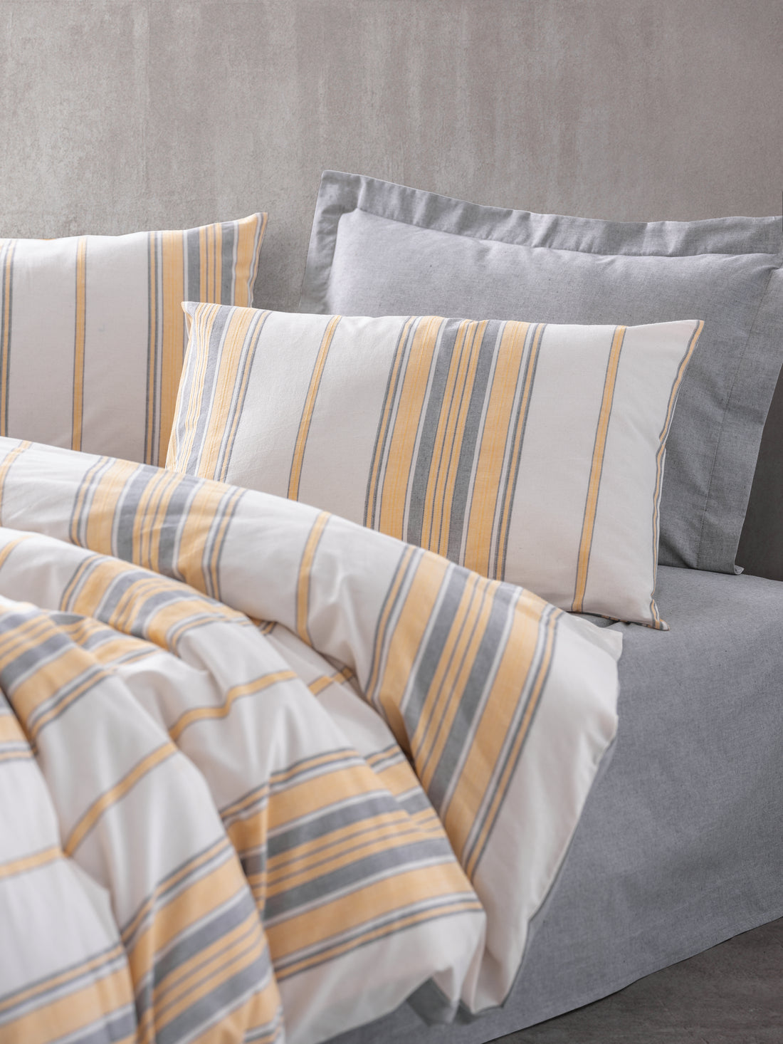 Cotton Box Natureforce Yarn Dyed Double Duvet Cover Set Tribus Yellow