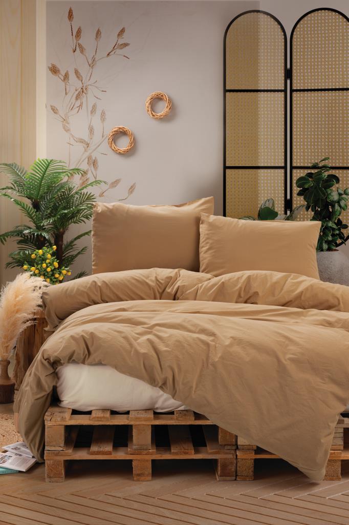Cotton Box Neat Double Duvet Cover Set Beige-Cream
