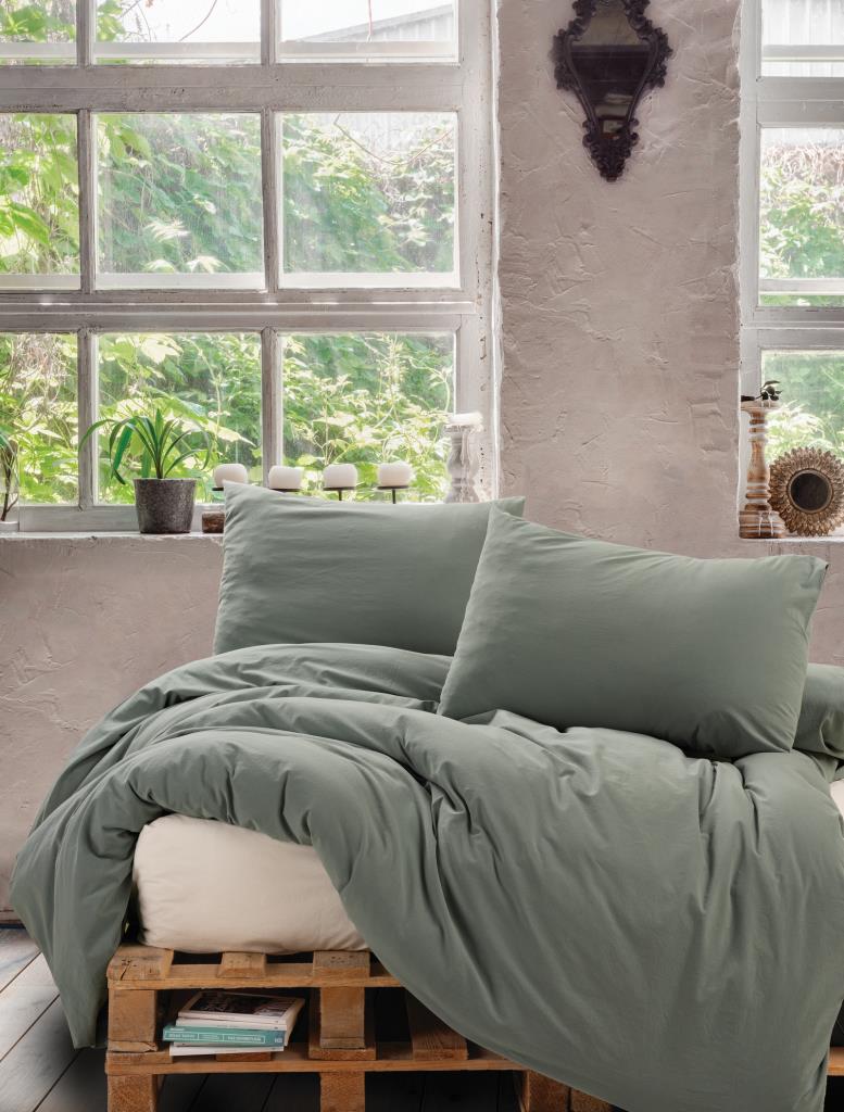 Cotton Box Neat Double Duvet Cover Set Mint-Cream