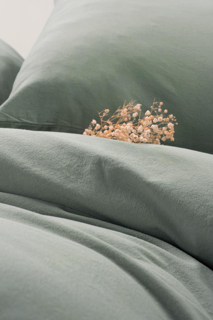 Cotton Box Neat Double Duvet Cover Set Mint-Cream
