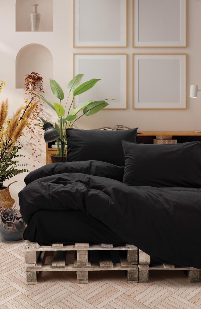 Cotton Box Neat Double Duvet Cover Set Black