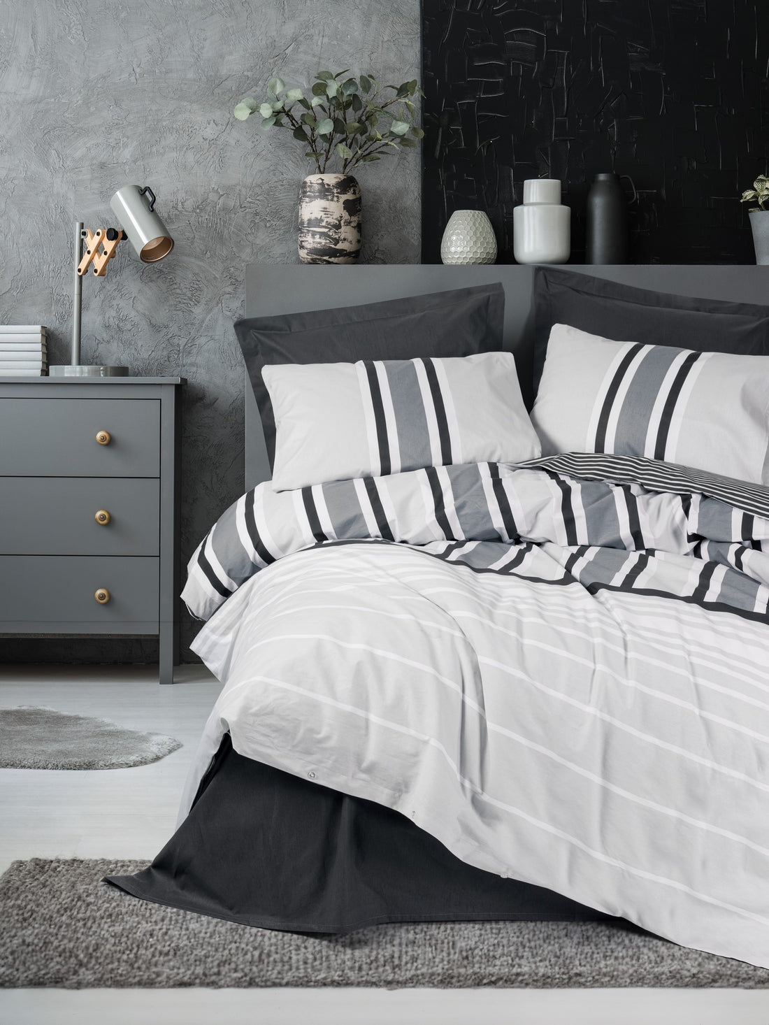 Cotton Box Nobil Ranforce Single Duvet Cover Set Nobby Anthracite