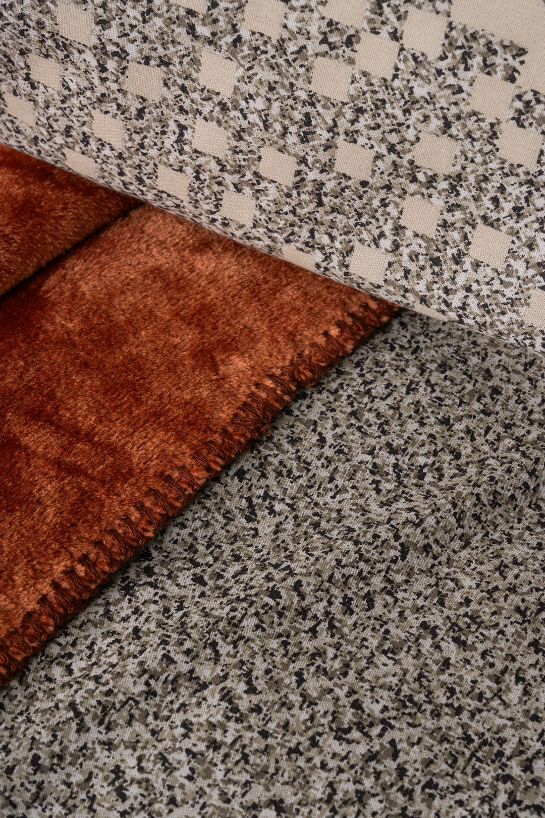Cotton Box Oyster Blanketed Double Duvet Cover Set Cinnamon