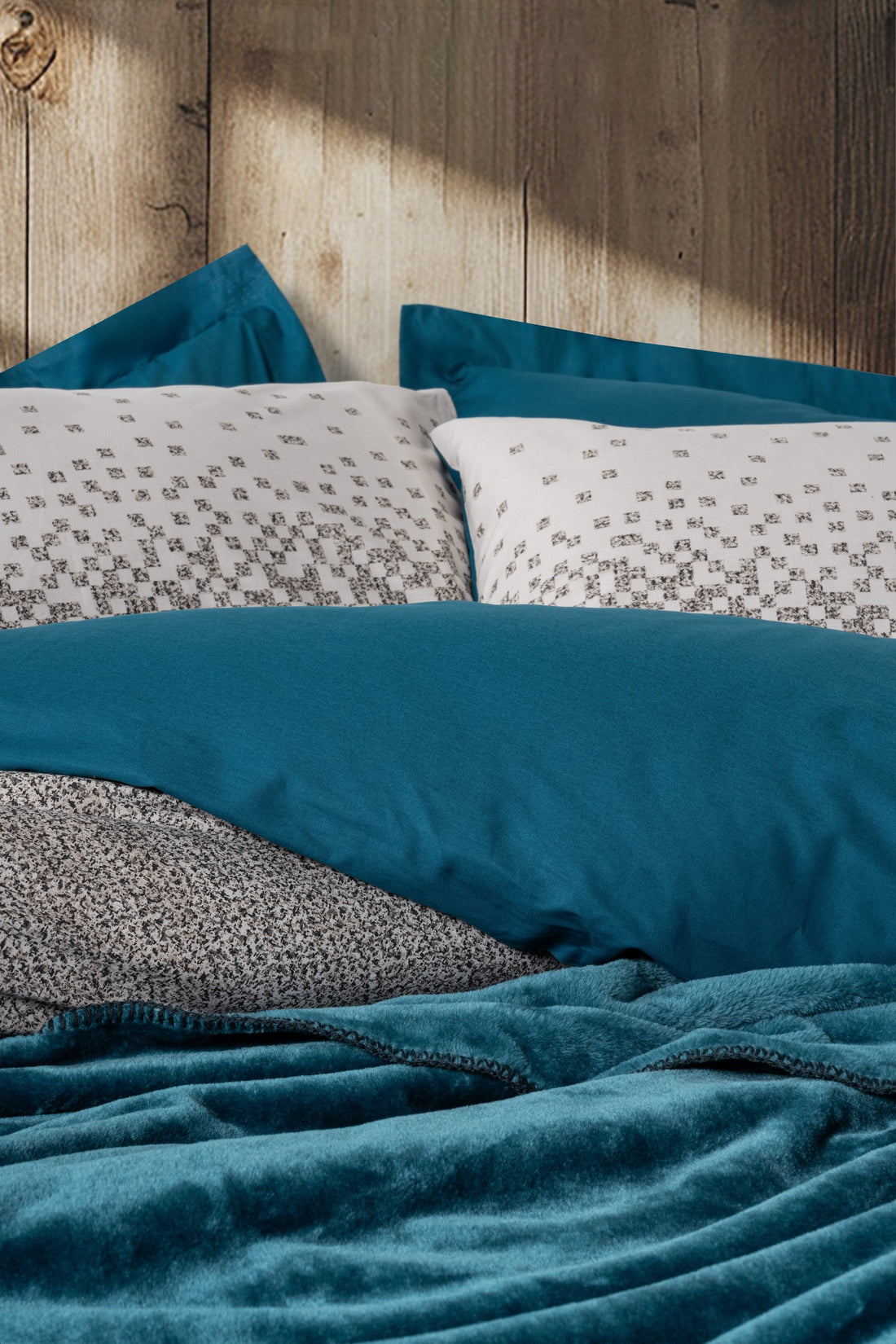 Cotton Box Oyster Blanket Single Duvet Cover Set Petrol