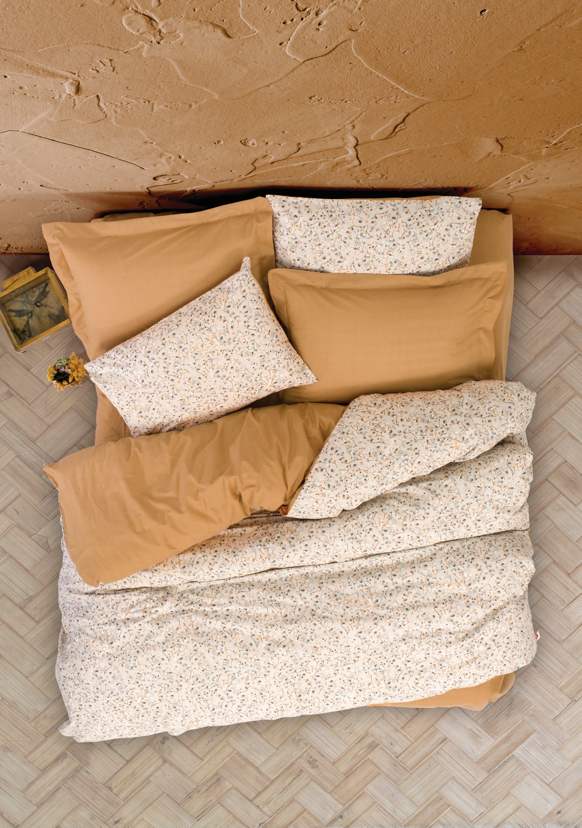 Cotton Box Petite Double Duvet Cover Set with Fitted Sheet Posy Beige