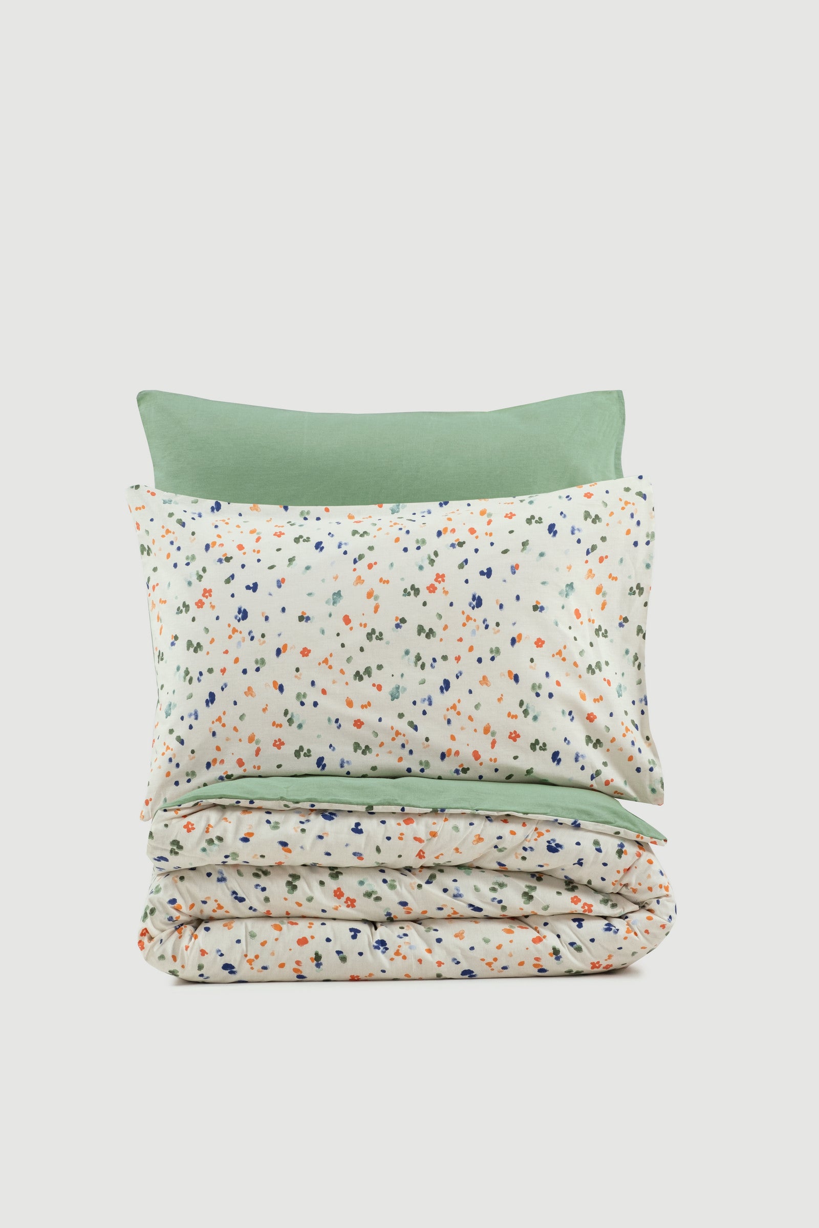 Cotton Box Petite Single Duvet Cover Set with Fitted Sheet Lola Green