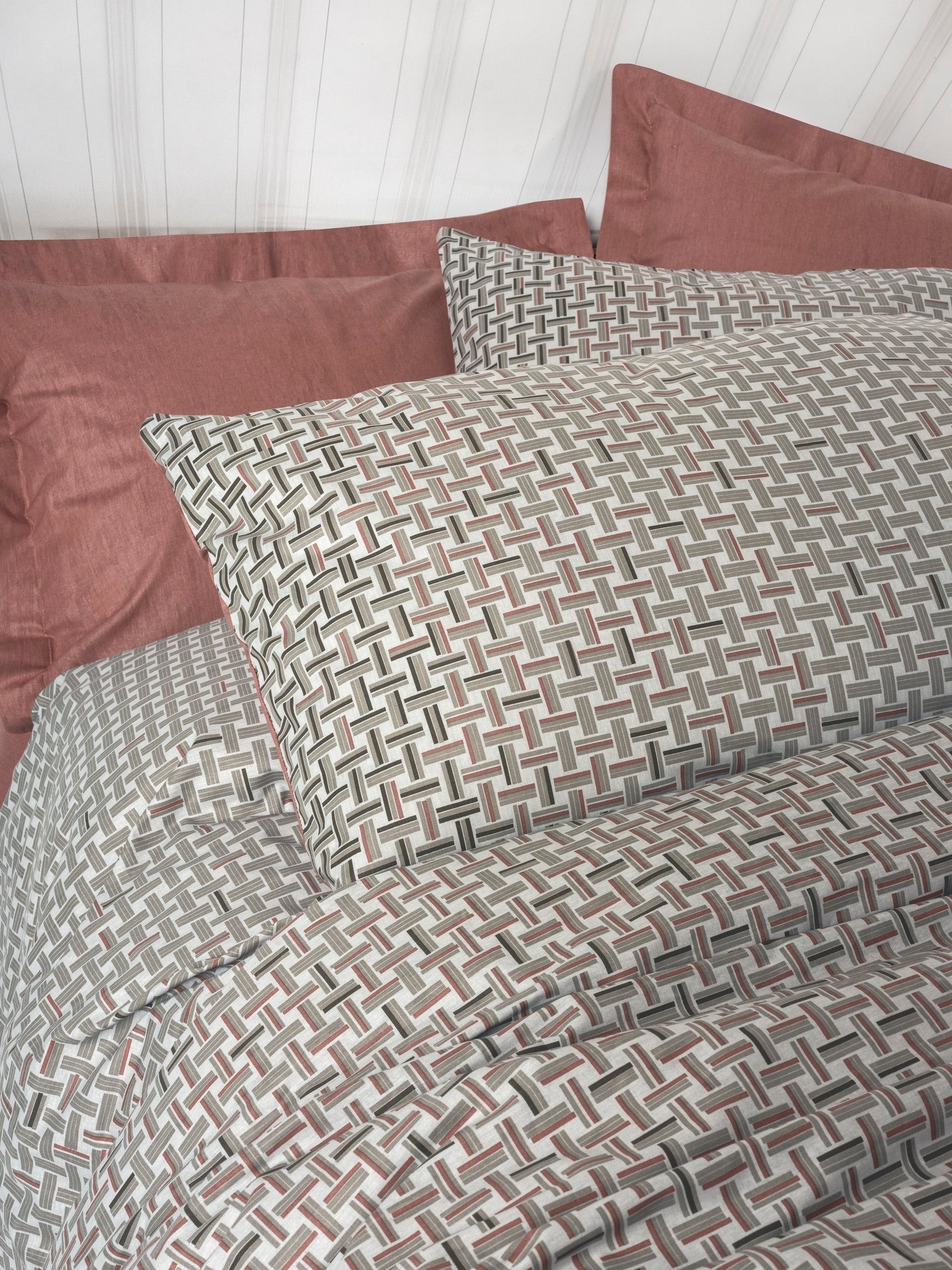 Cotton Box Petite Single Bed Linen Duvet Cover Set Mote Tile