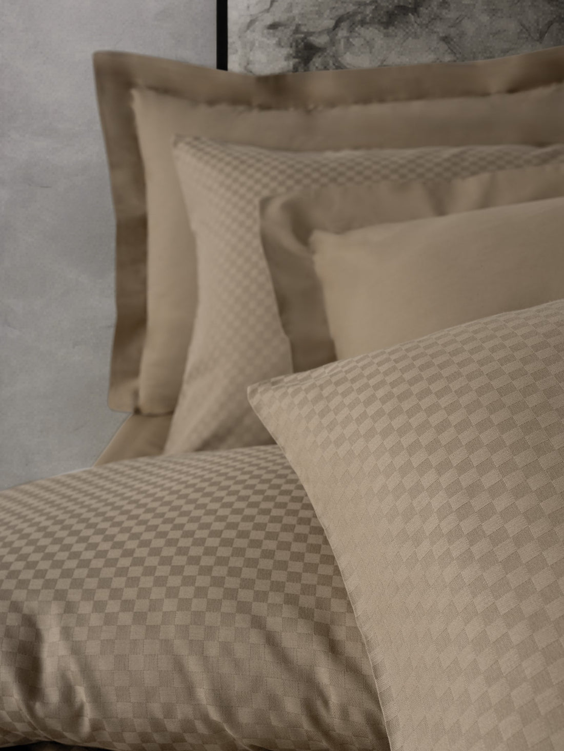Cotton Box Plaid Ranforce Double Duvet Cover Set Mink