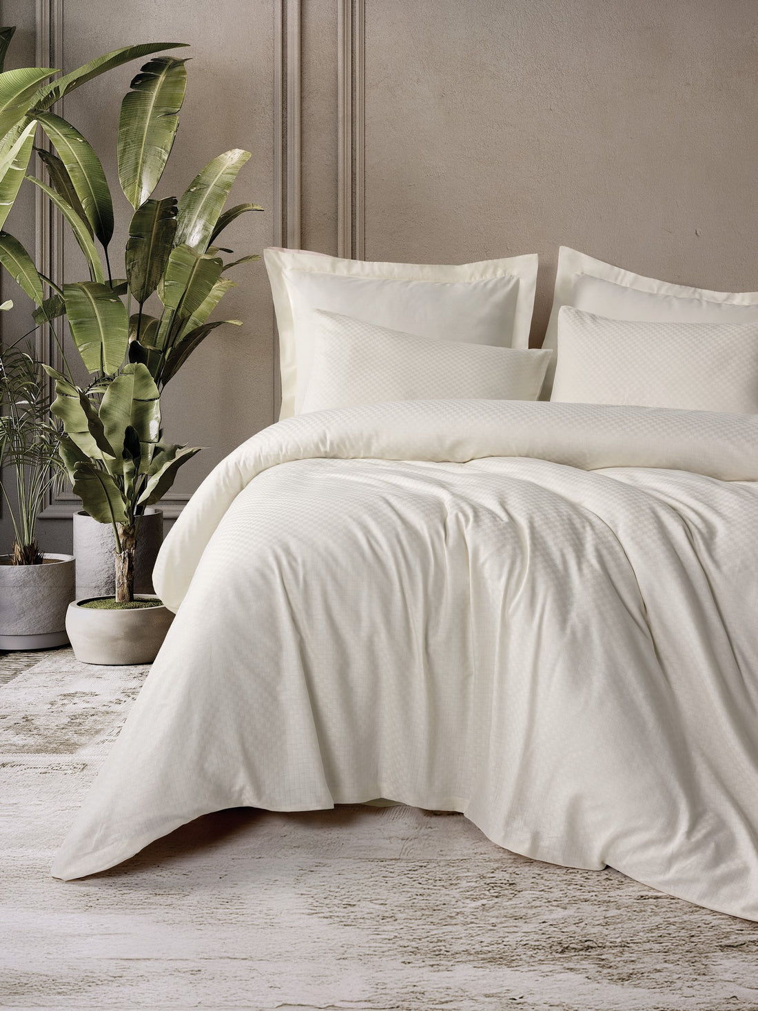 Cotton Box Plaid Ranforce Single Duvet Cover Set Cream