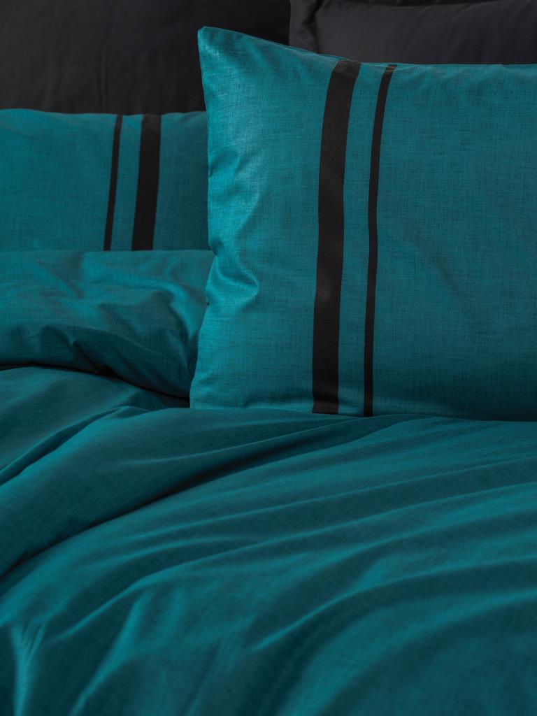Cotton Box Plain Double Duvet Cover Set Bitter Oil-Black