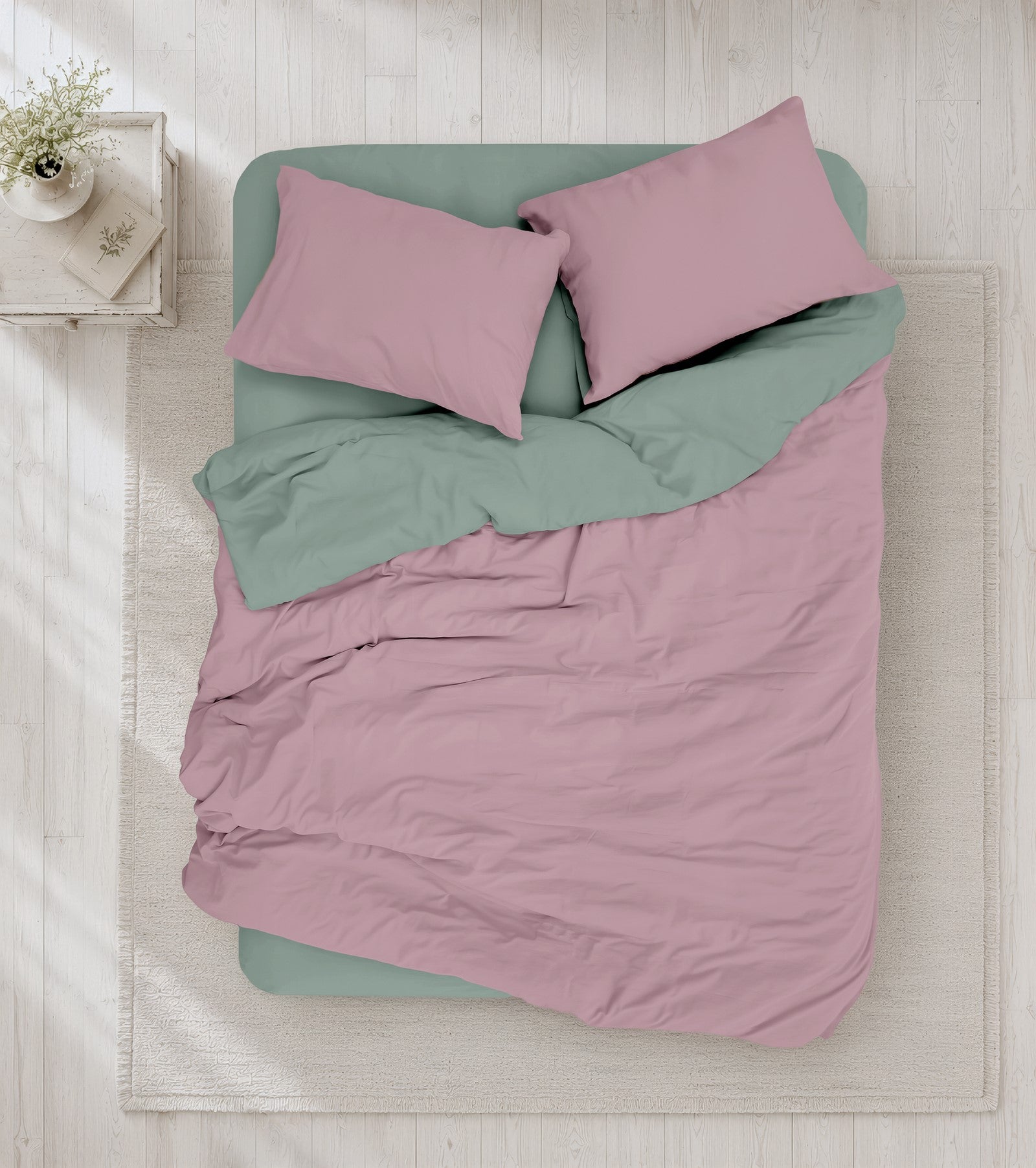 Cotton Box Plain Çift Kişilik Nevresim Takımı Gül Kurusu-Adaçayı