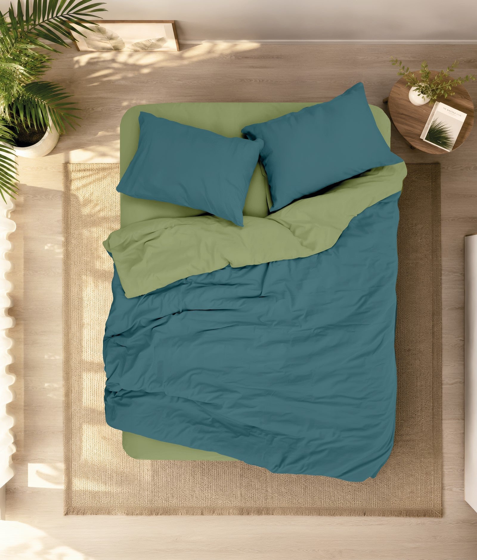 Cotton Box Plain Çift Kişilik Nevresim Takımı Petrol-Yeşil