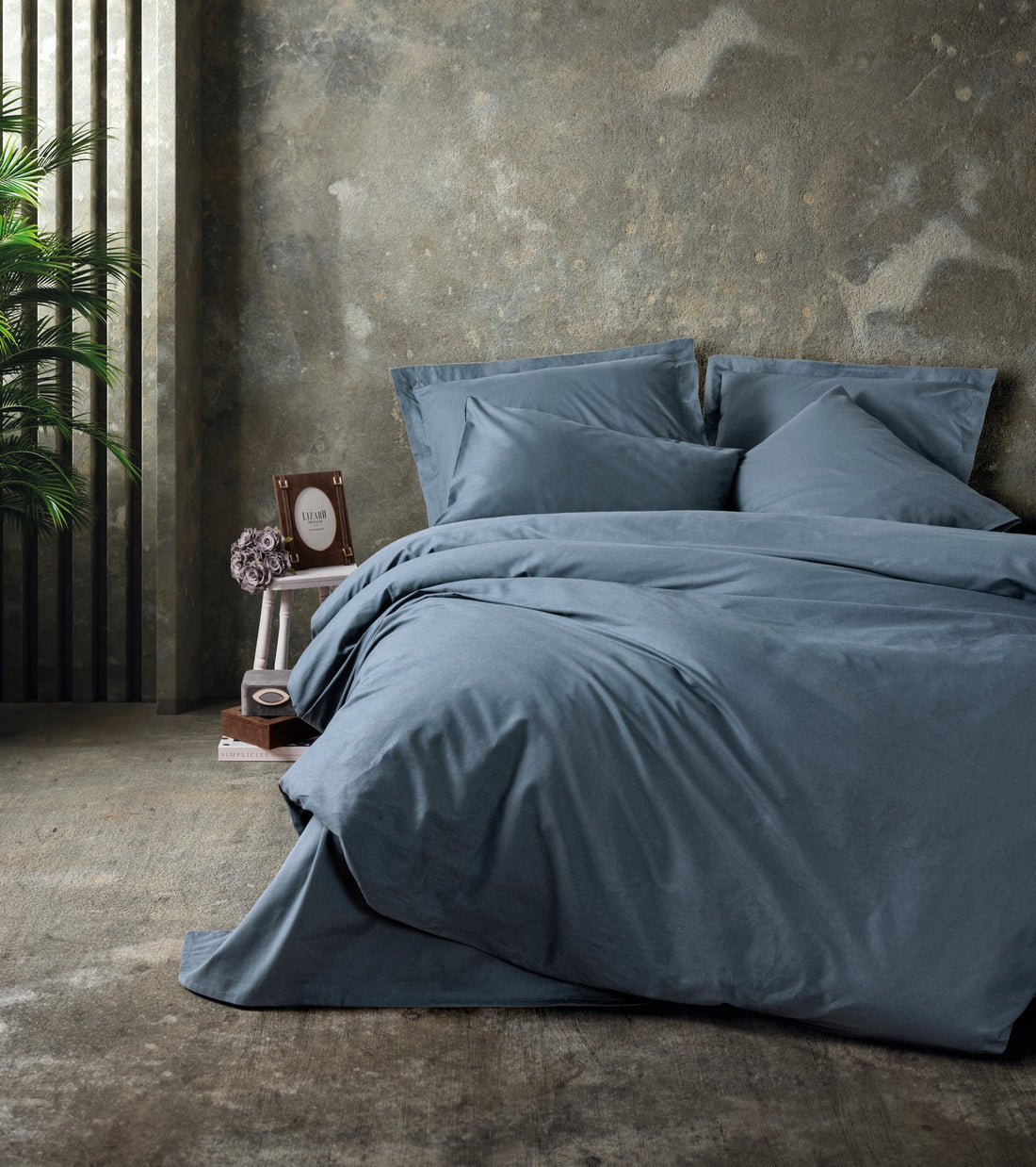 Cotton Box Plain Single Duvet Cover Set Anthracite