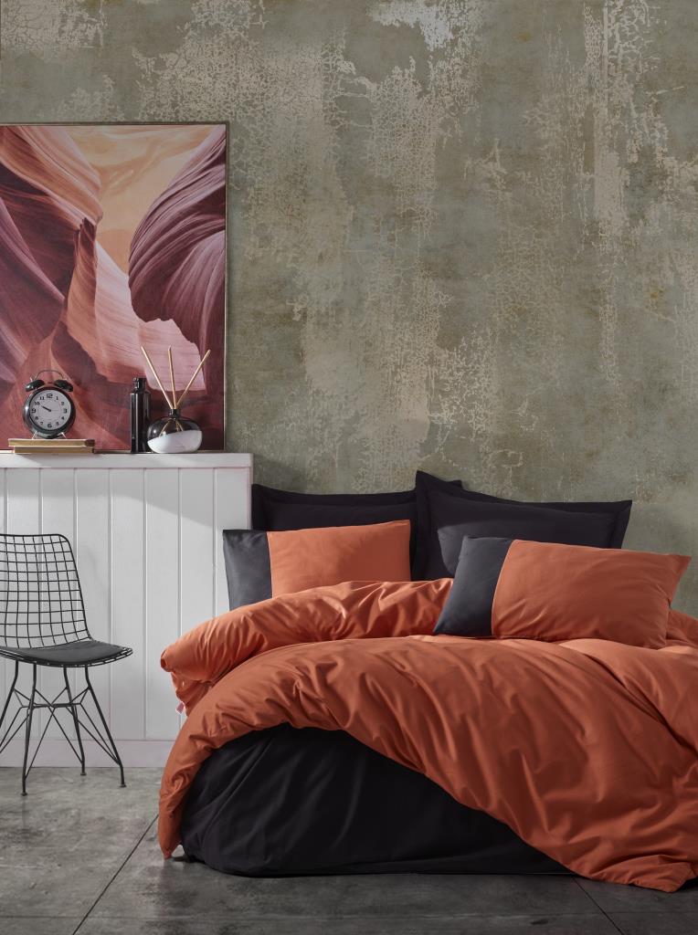 Cotton Box Plain Single Duvet Cover Set Tile - Black