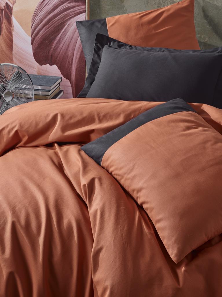 Cotton Box Plain Single Duvet Cover Set Tile - Black