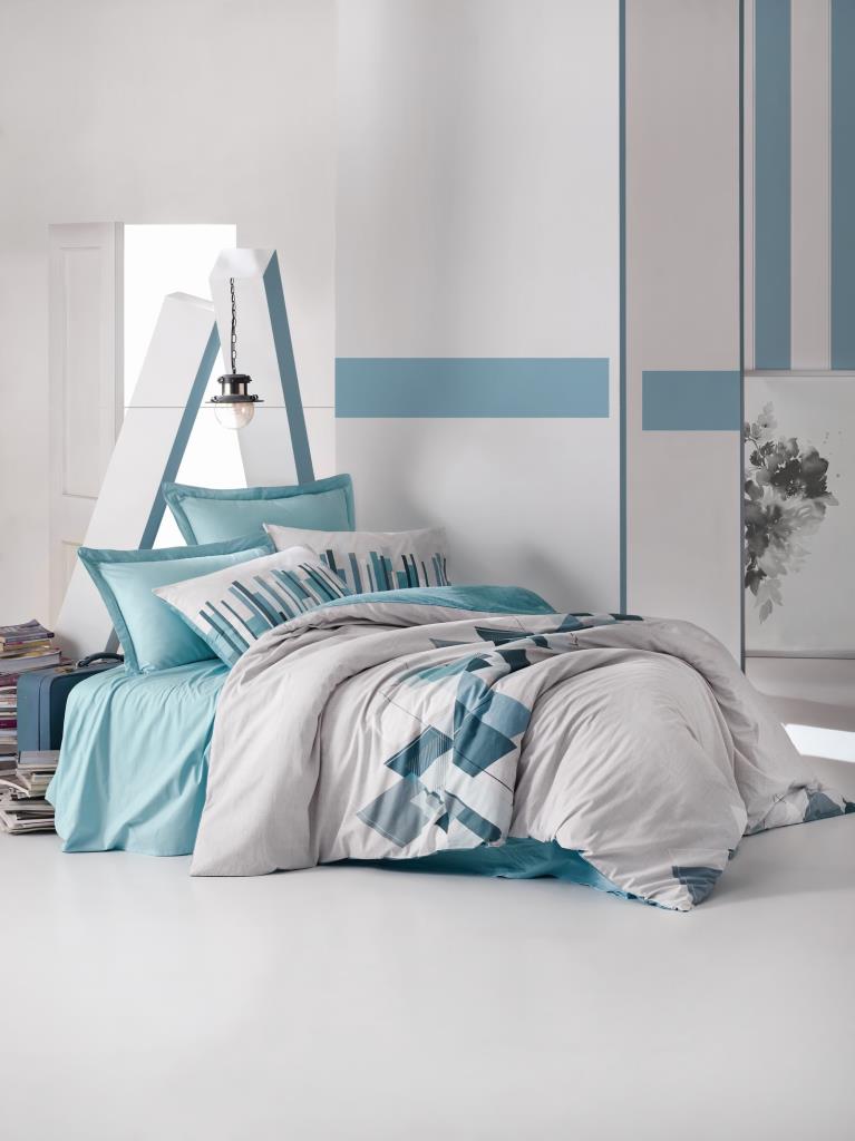 Cotton Box Ranforce Single Duvet Cover Set - Nesto Petrol