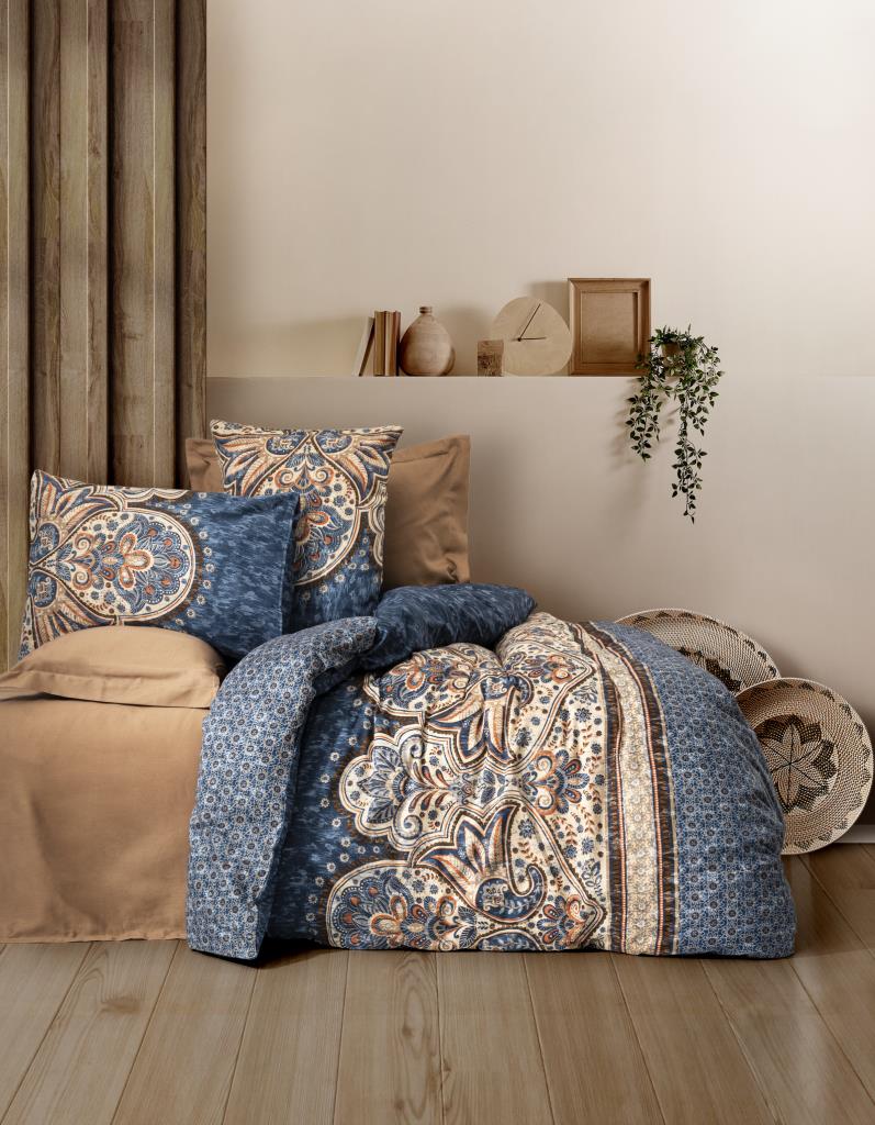 Cotton Box Satin Double Duvet Cover Set Ezra Coffee