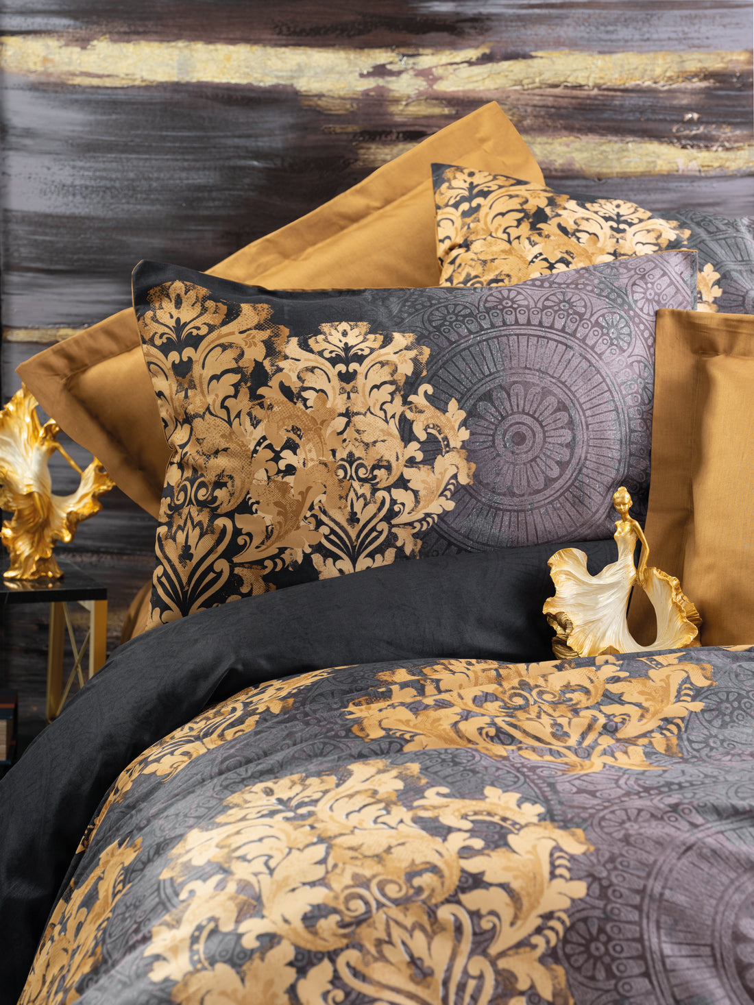Cotton Box Satin Double Duvet Cover Set Jadira Beige