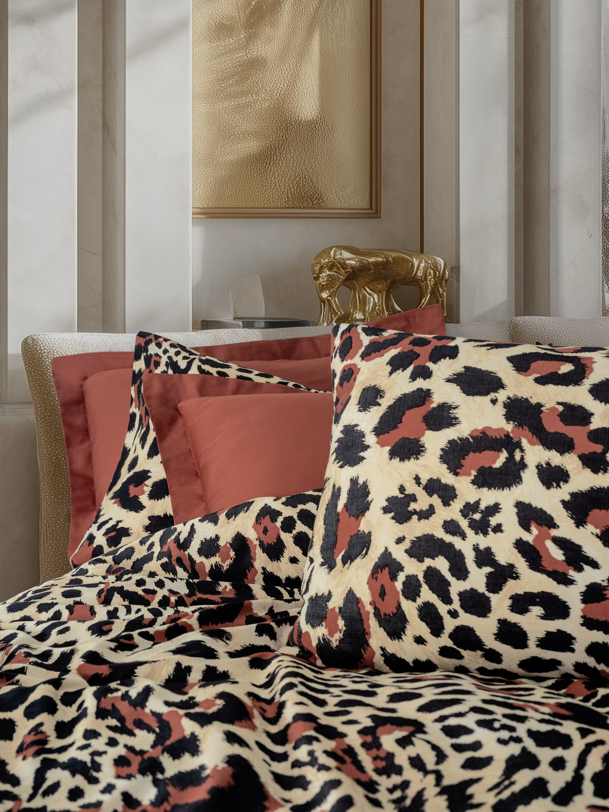 Cotton Box Sateen Double Duvet Cover Set Leoluxe Terracotta