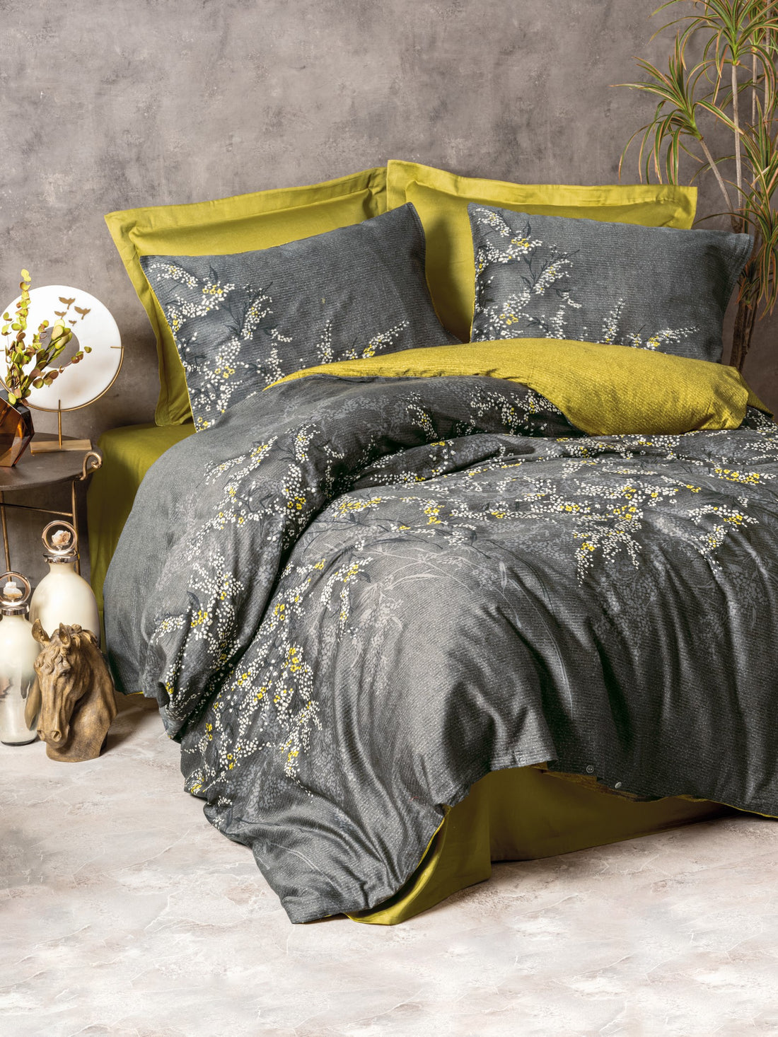 Cotton Box Satin Double Duvet Cover Set Libby Green
