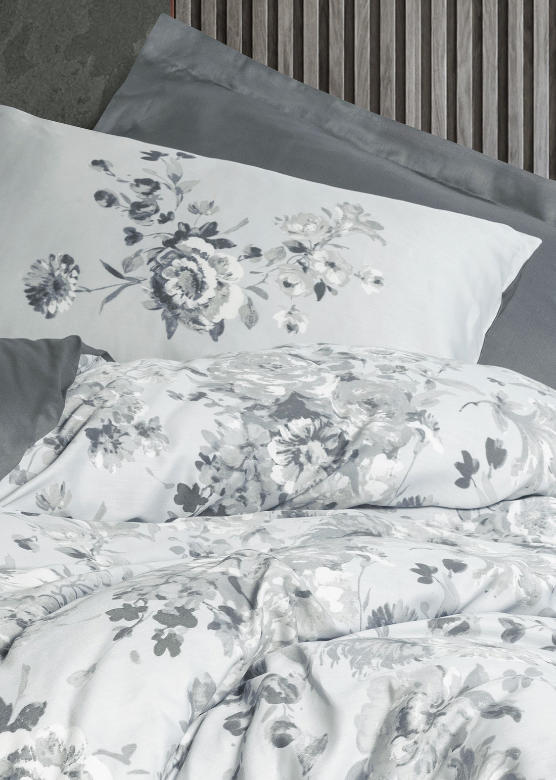 Cotton Box Satin Double Duvet Cover Set Moale Grey