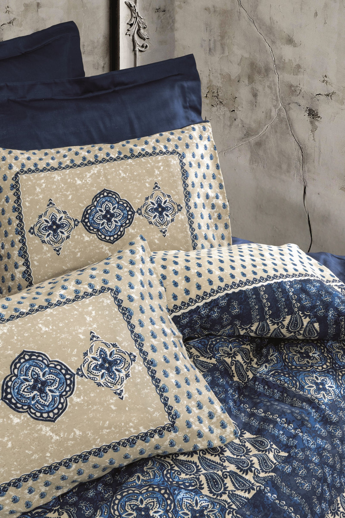 Комплект постельного белья Cotton Box Satin Double Stasya Navy Blue