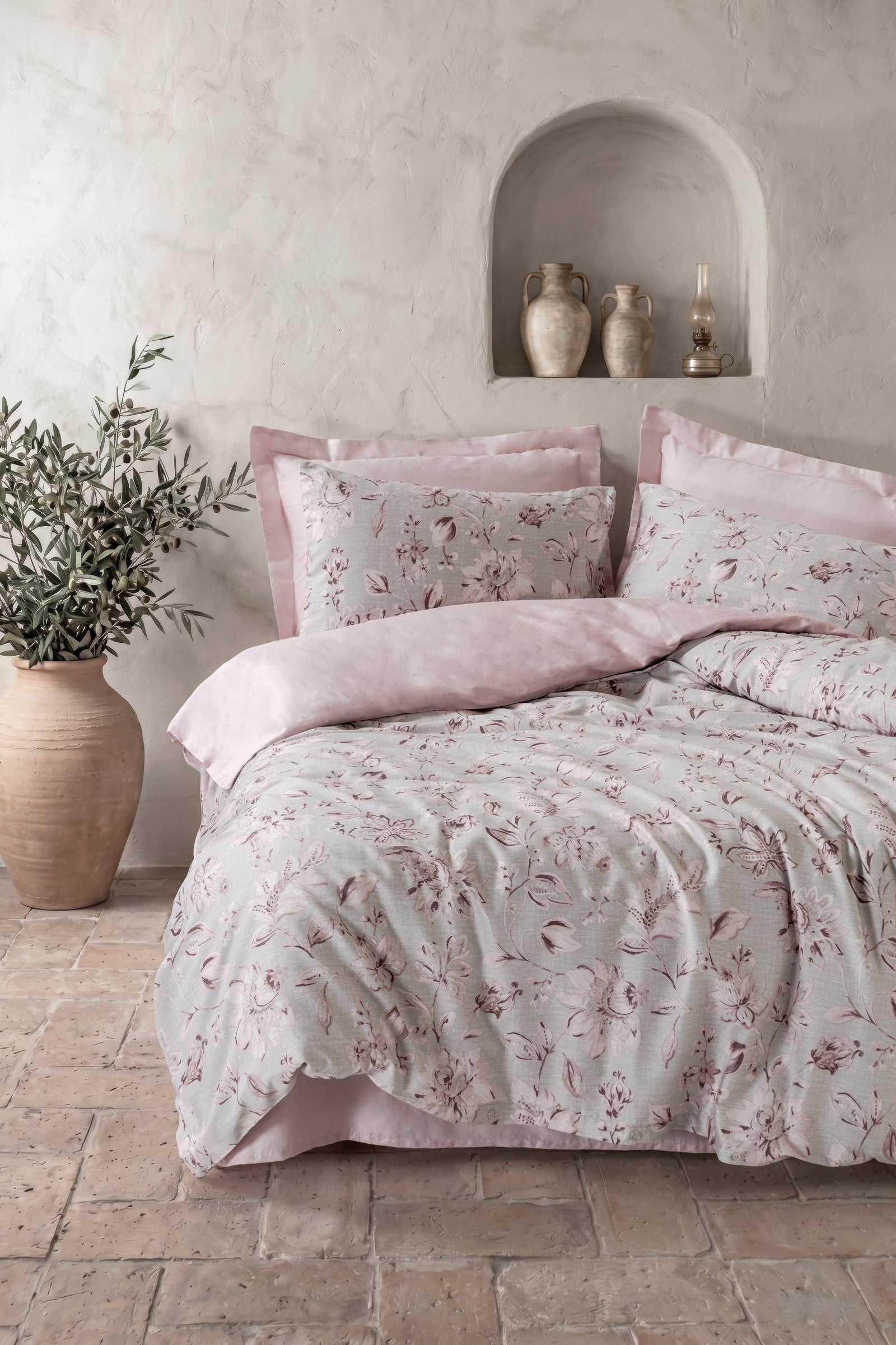 Cotton Box Saten Çift Kişilik Uyku Seti Calluna Pudra