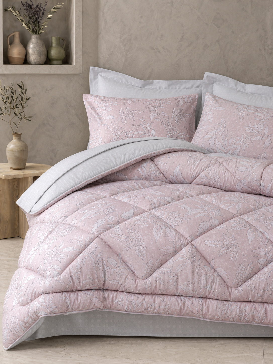 Cotton Box Saten Çift Kişilik Uyku Seti Hollis Gri