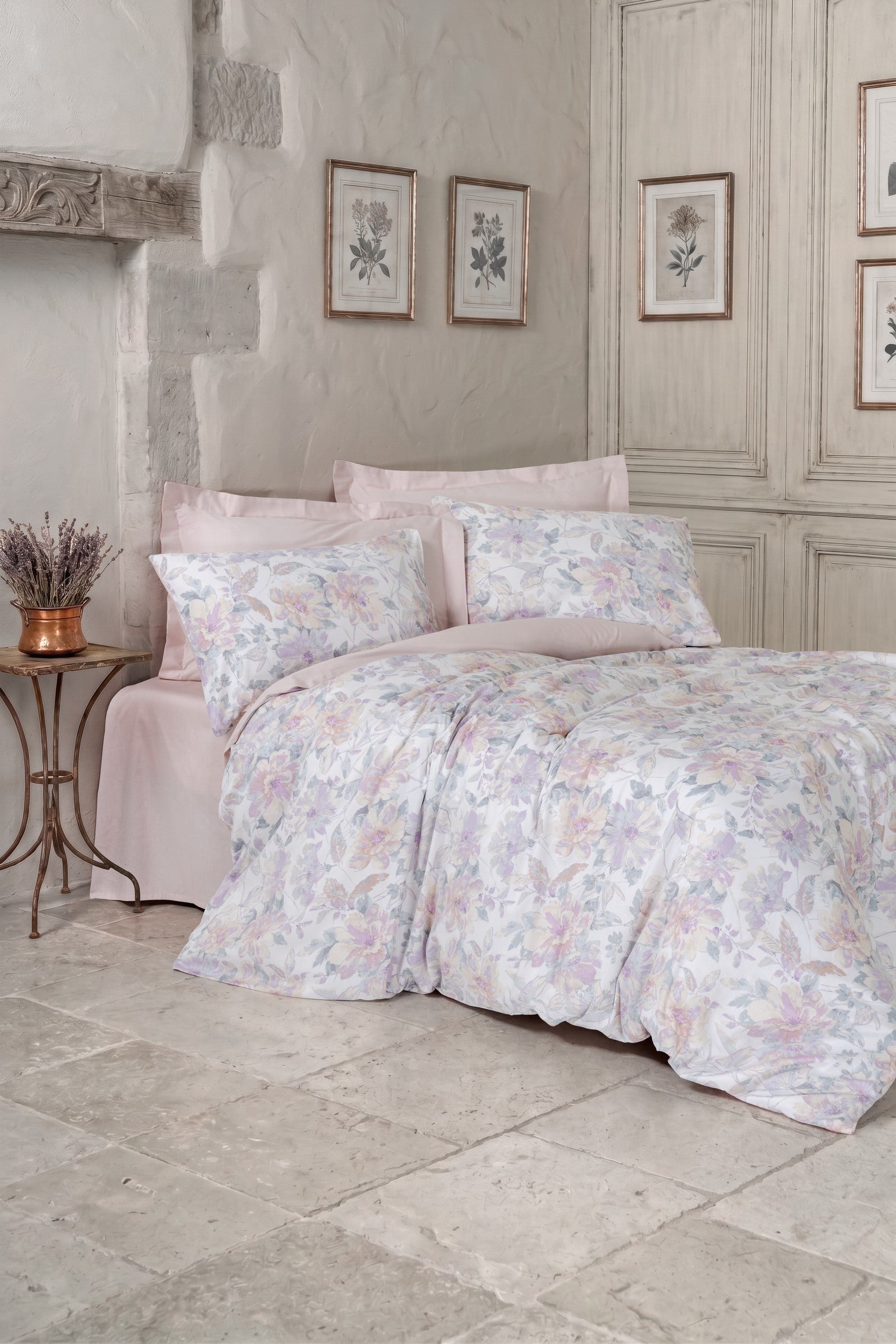 Cotton Box Saten Çift Kişilik Uyku Seti Maybelle Pudra