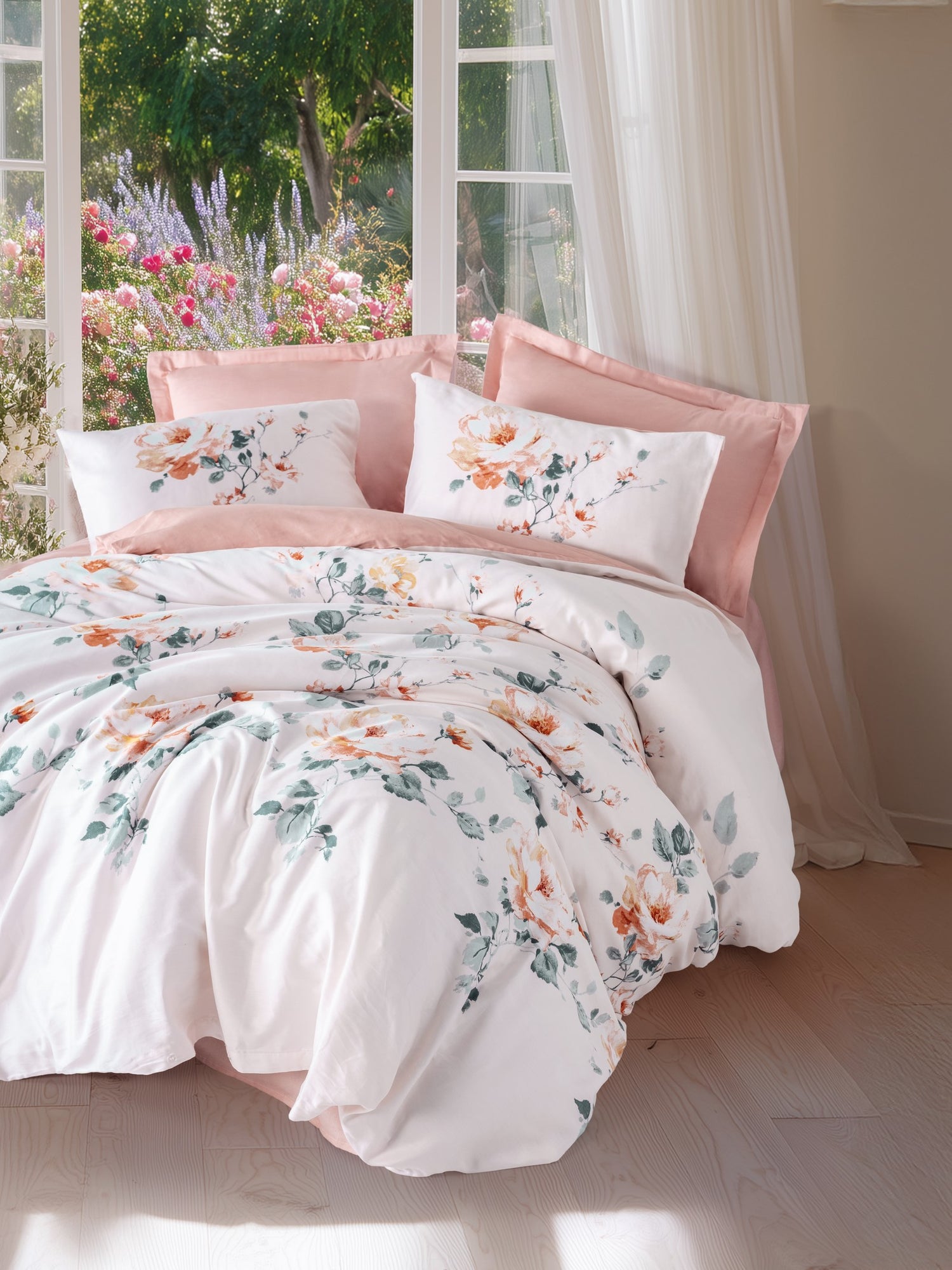 Cotton Box Saten Çift Kişilik Uyku Seti Verna Pudra