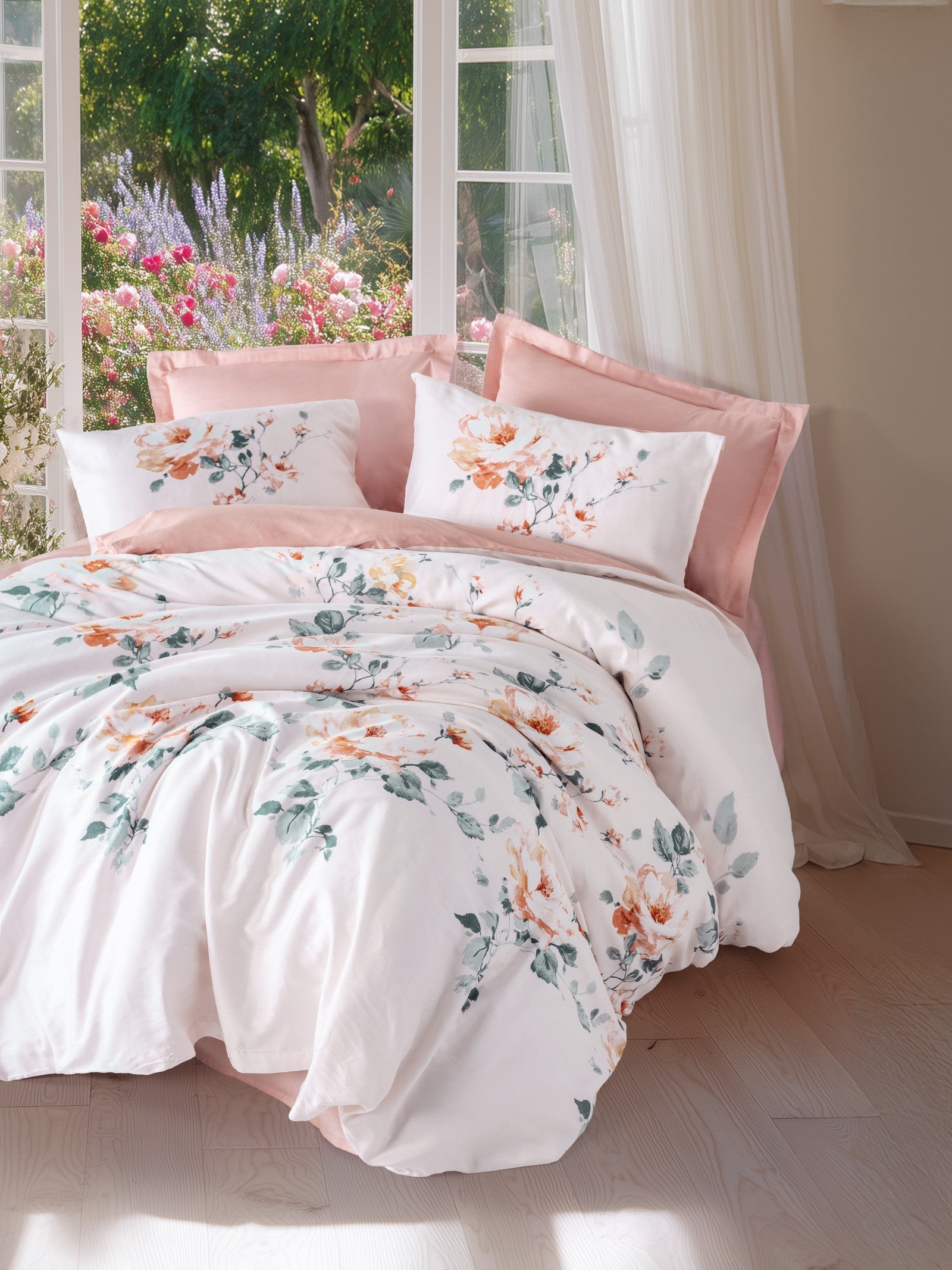 Cotton Box Saten Çift Kişilik Uyku Seti Verna Pudra