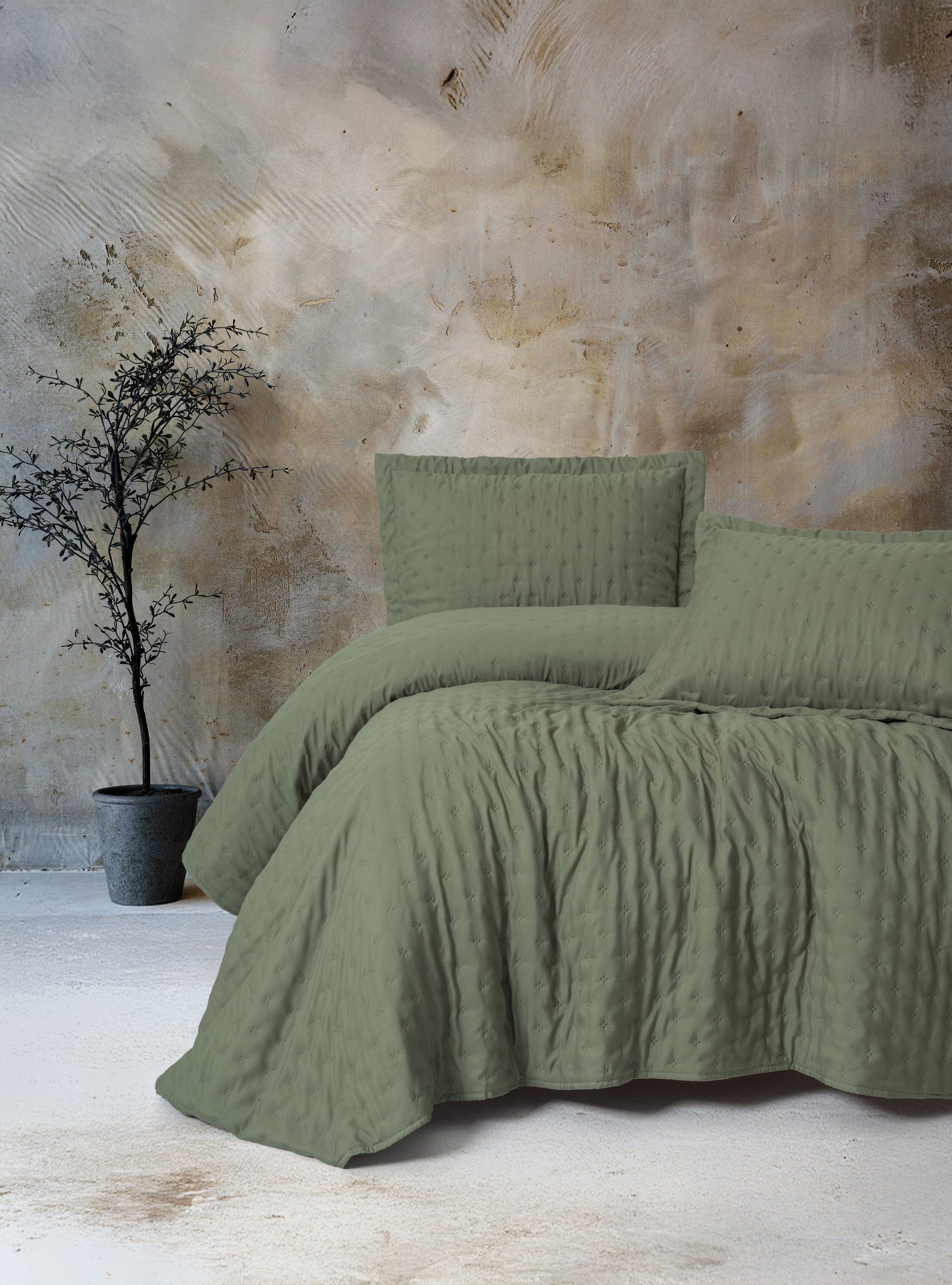 Cotton Box Serra Double Bedspread Niva Sage