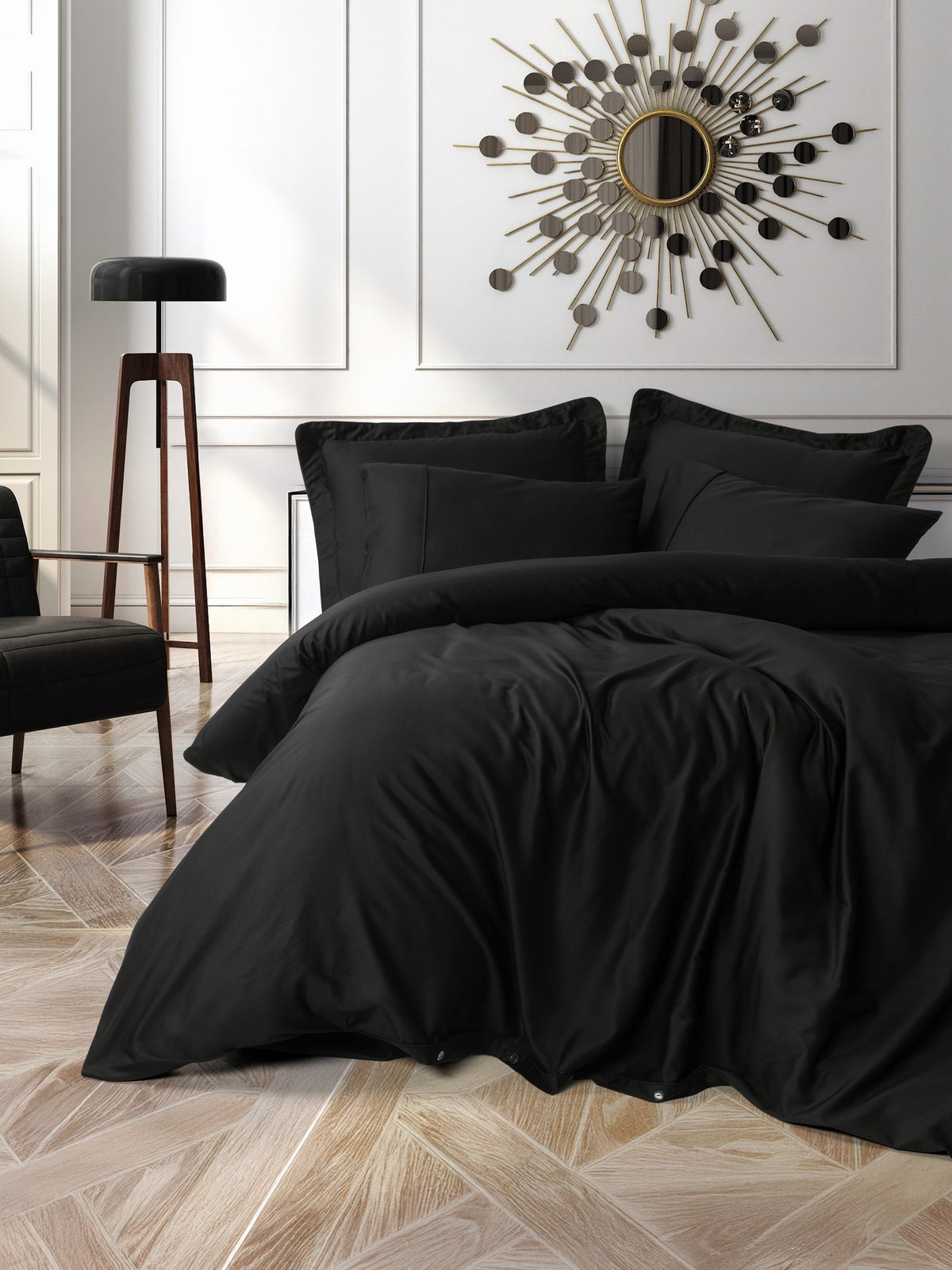 Cotton Box Silky Saten Çift Kişilik Nevresim Takımı Siyah