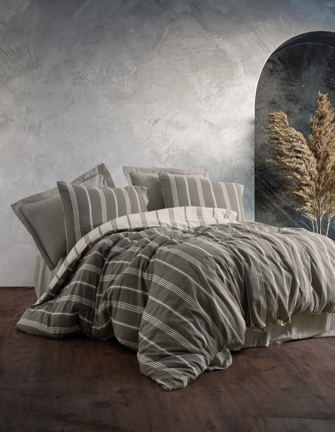 Cotton Box Smooth Double Duvet Cover Set Jamira Khaki