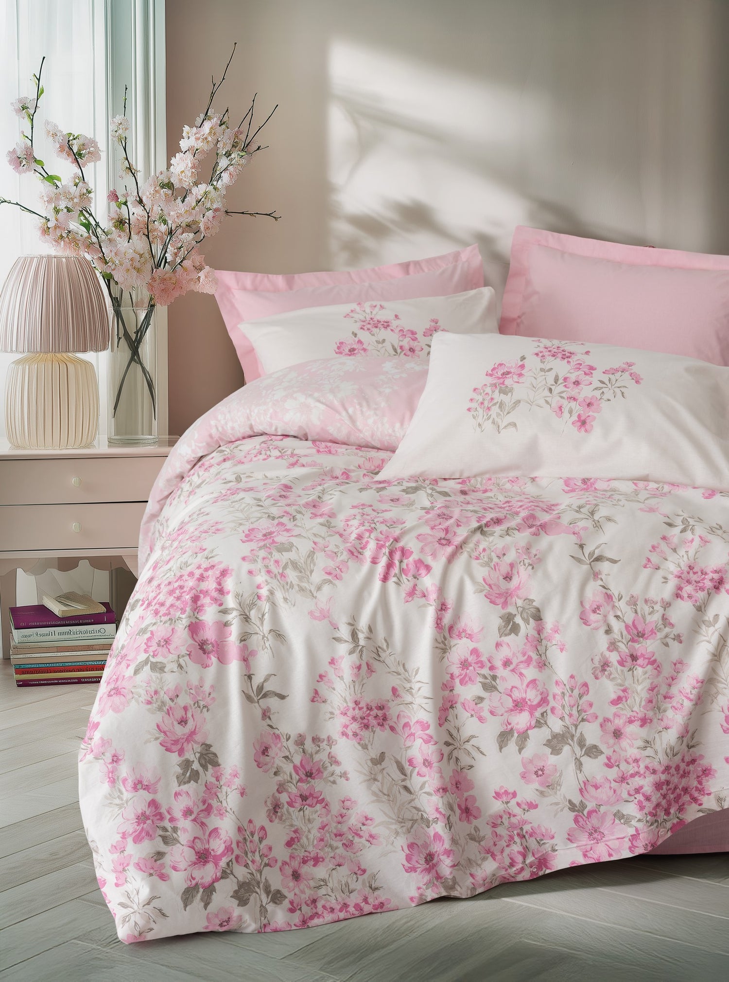Cotton Box Tek Kişilik Nevresim Takımı Floren Pembe