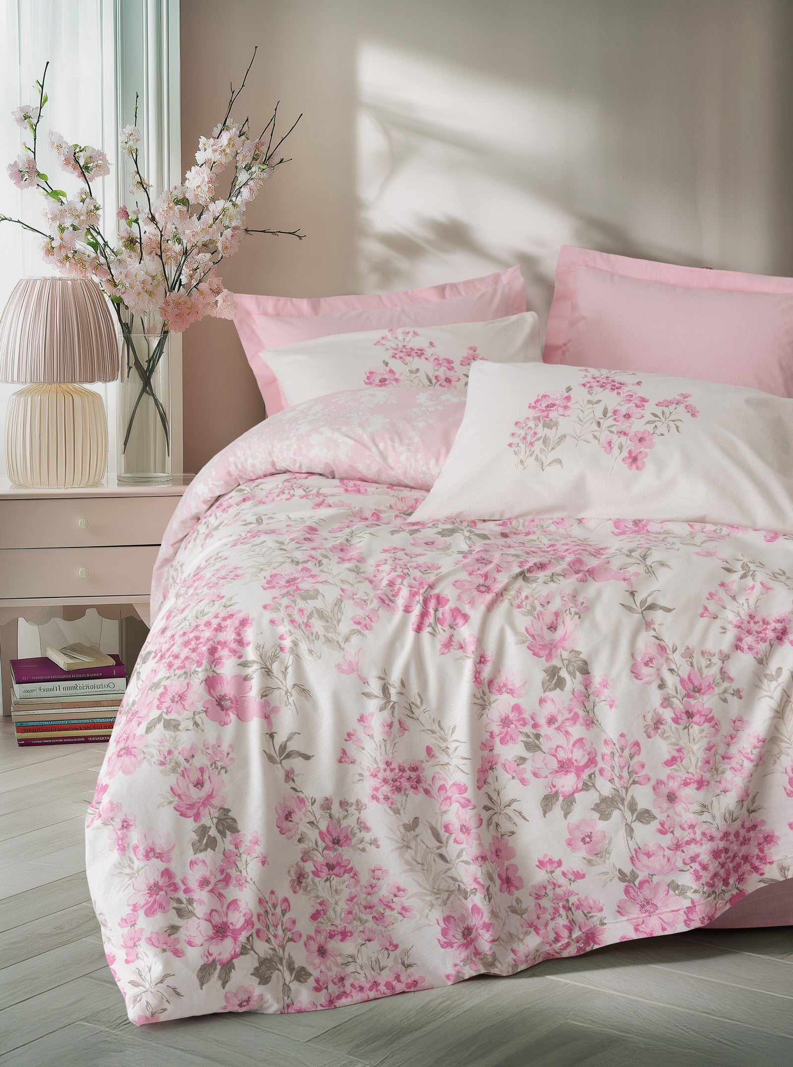 Cotton Box Single Duvet Cover Set Floren Pink