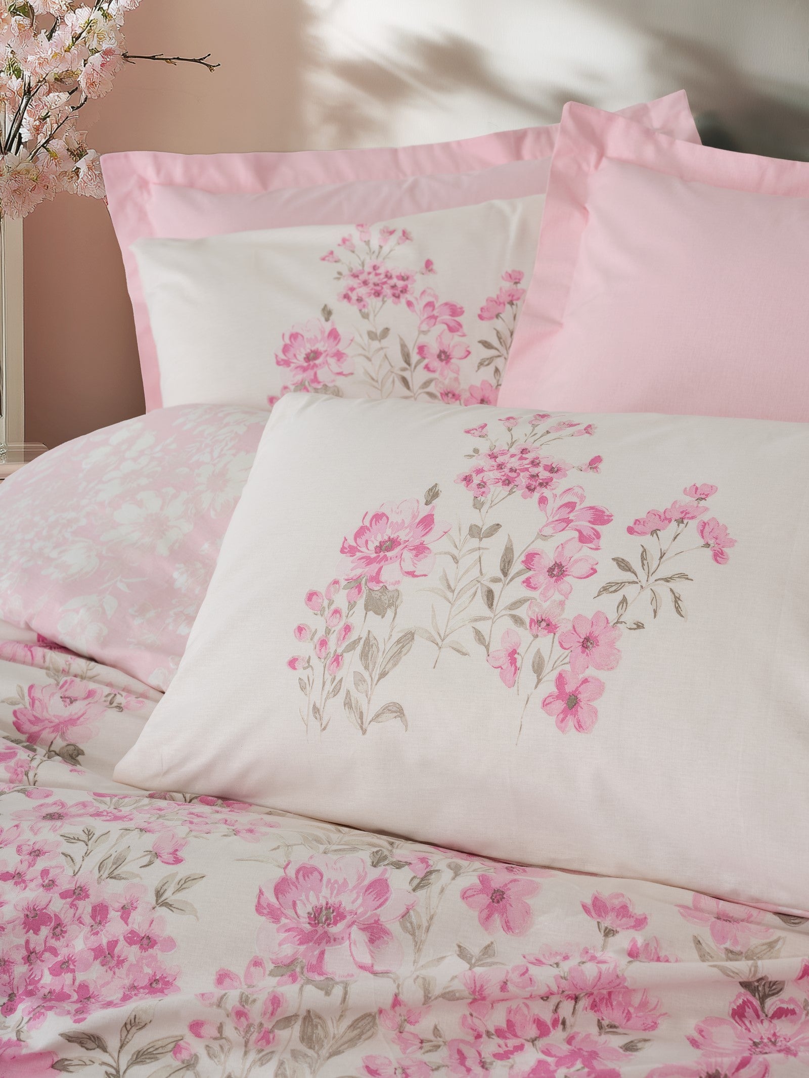 Cotton Box Single Duvet Cover Set Floren Pink
