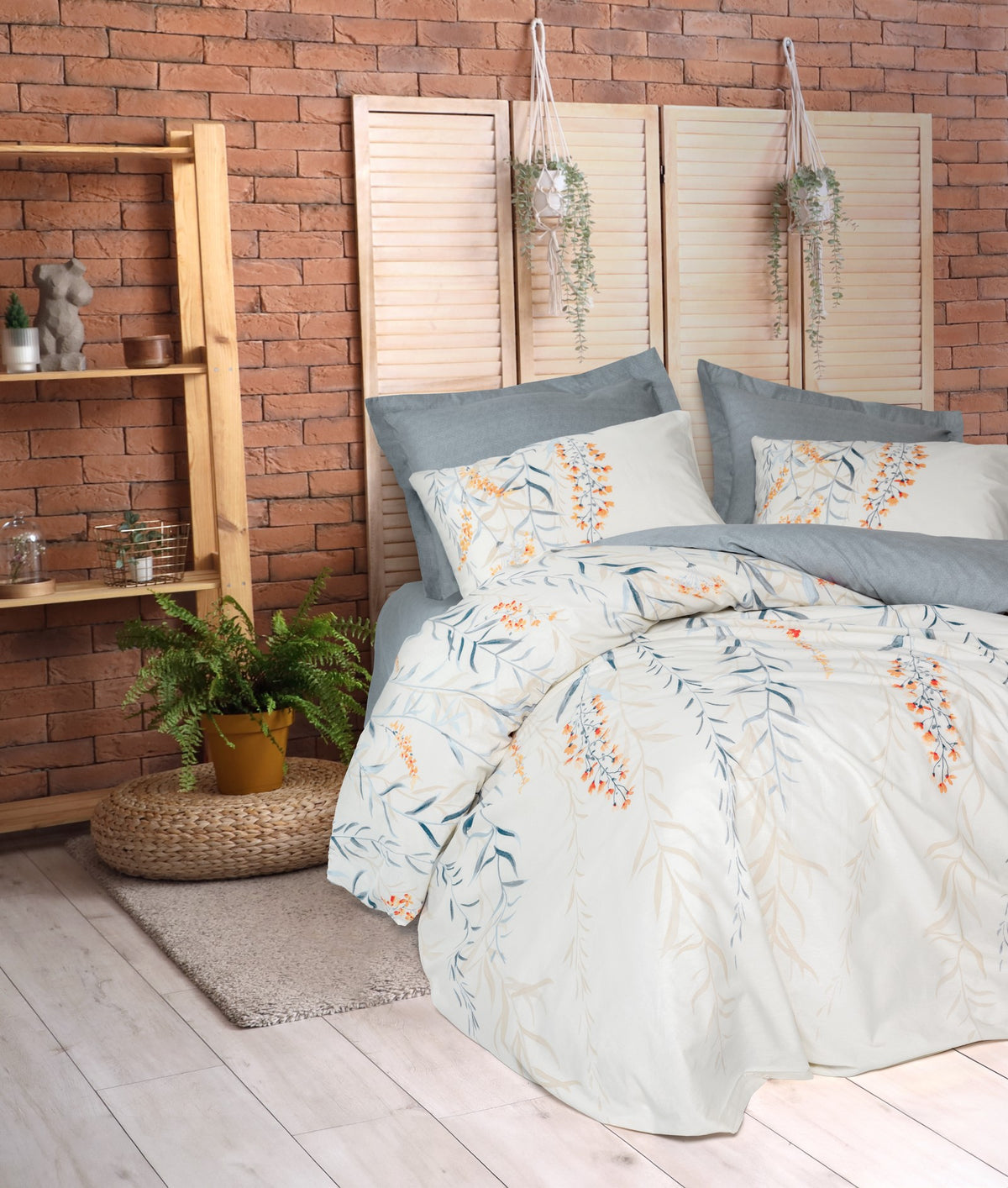 Cotton Box Tek Kişilik Nevresim Takımı Hiedra Indigo