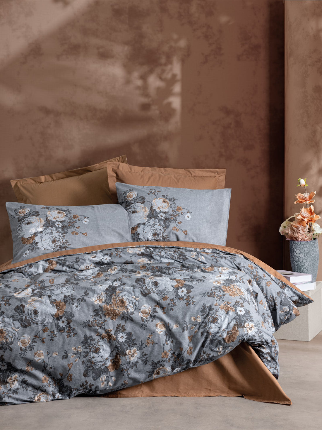 Cotton Box Single Duvet Cover Set Lenora Brown