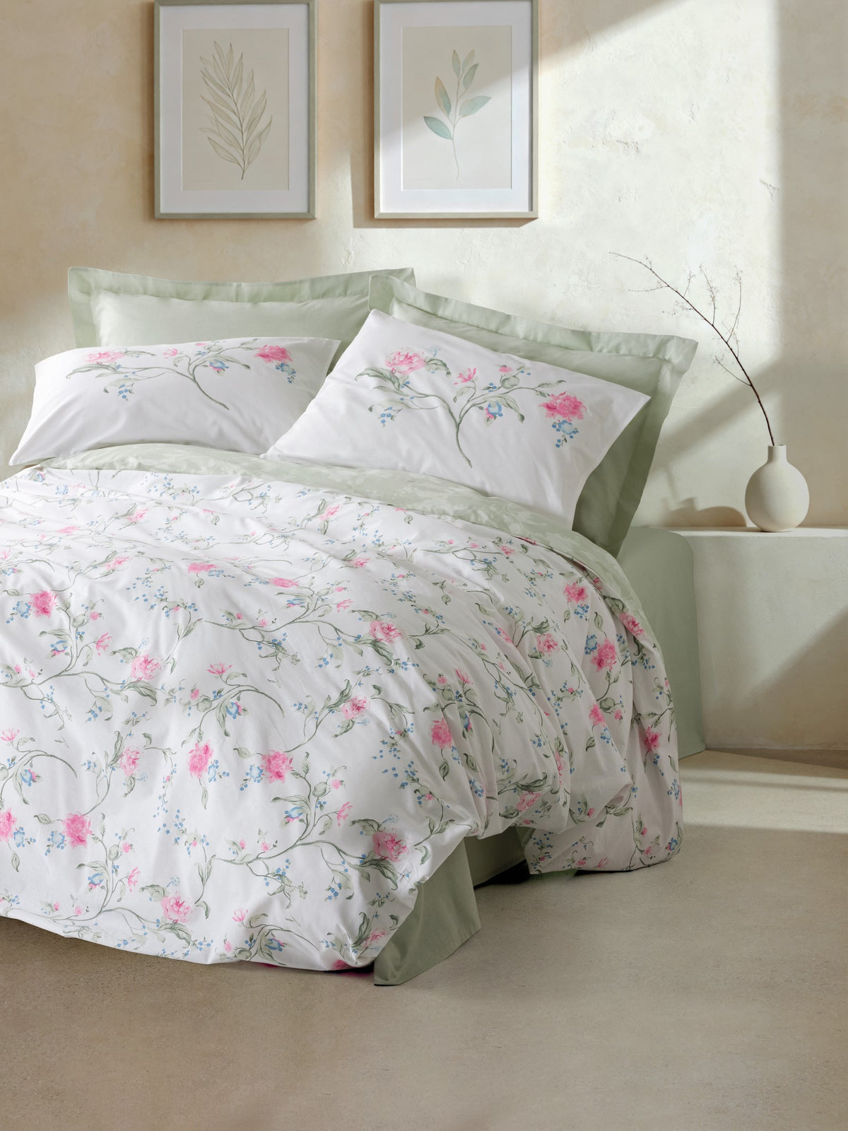 Cotton Box Single Duvet Cover Set Olina Green